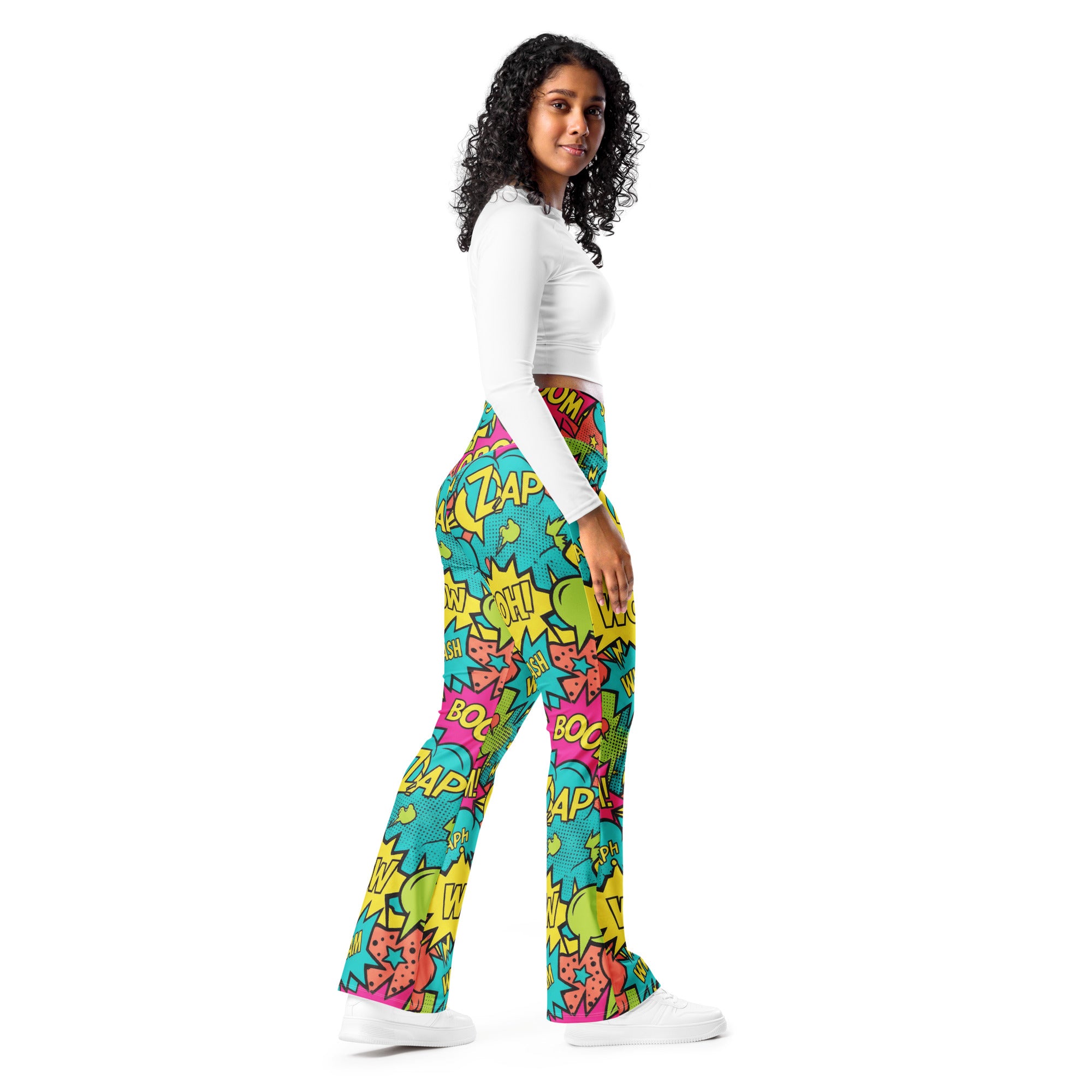 Comic Pop Tropical Flare Leggings | GearBunch