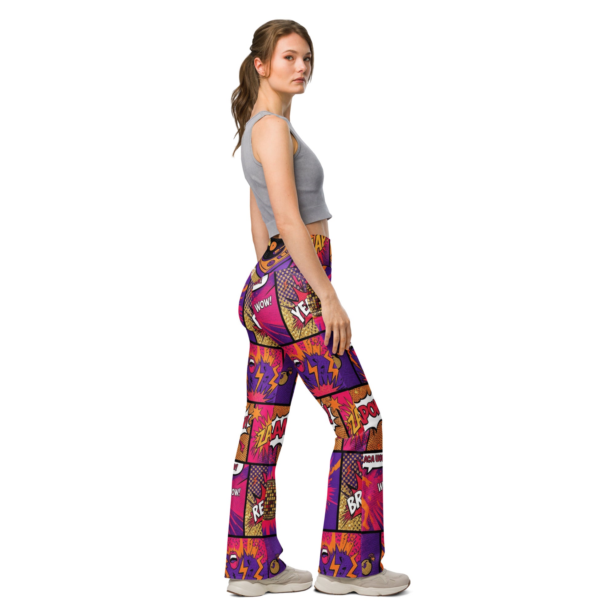 Comic Strip Disco Funk Flare Leggings | GearBunch