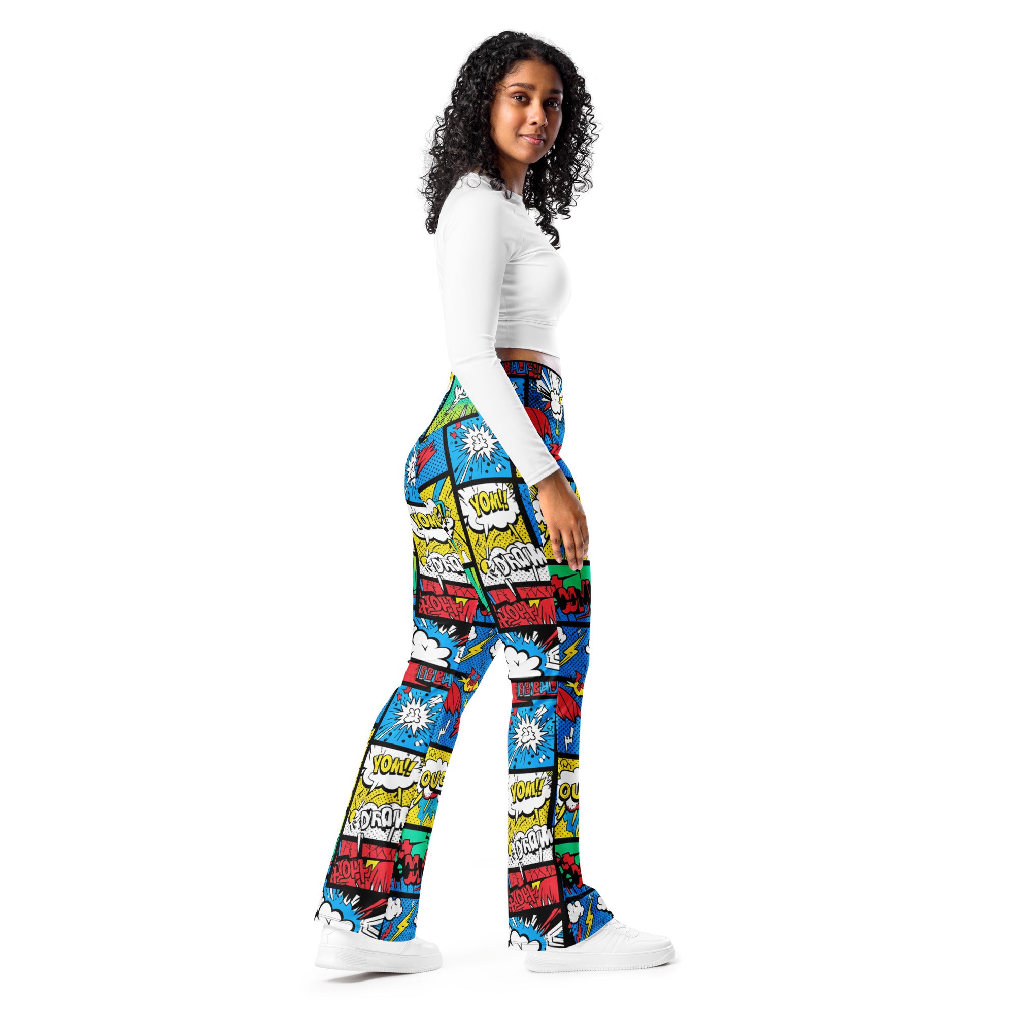 Comic Strip Graffiti Street Flare Leggings | GearBunch