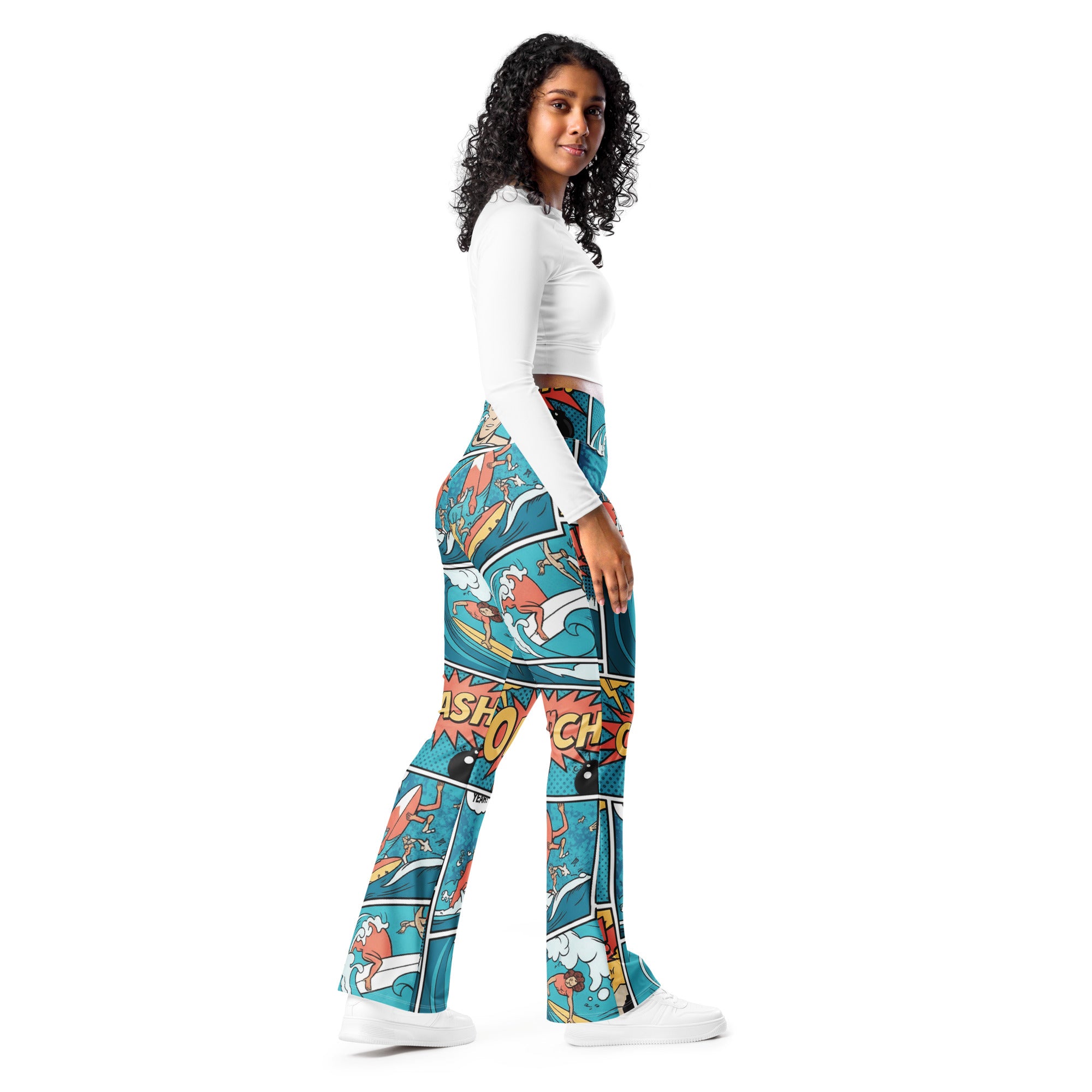 Comic Strip Surf Kapow Flare Leggings | GearBunch