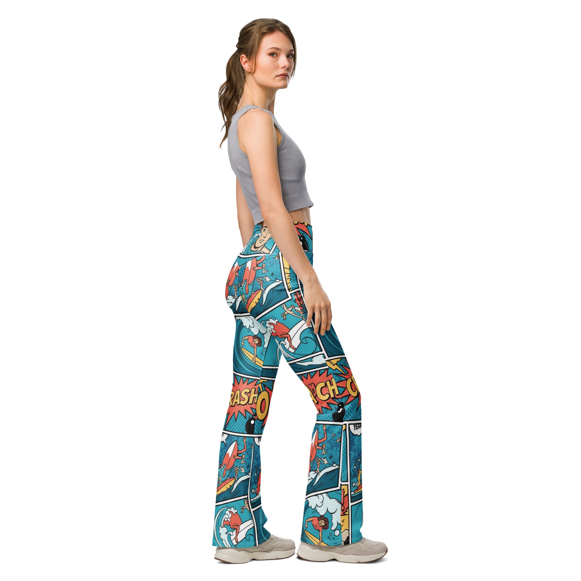 Comic Strip Surf Kapow Flare Leggings | GearBunch