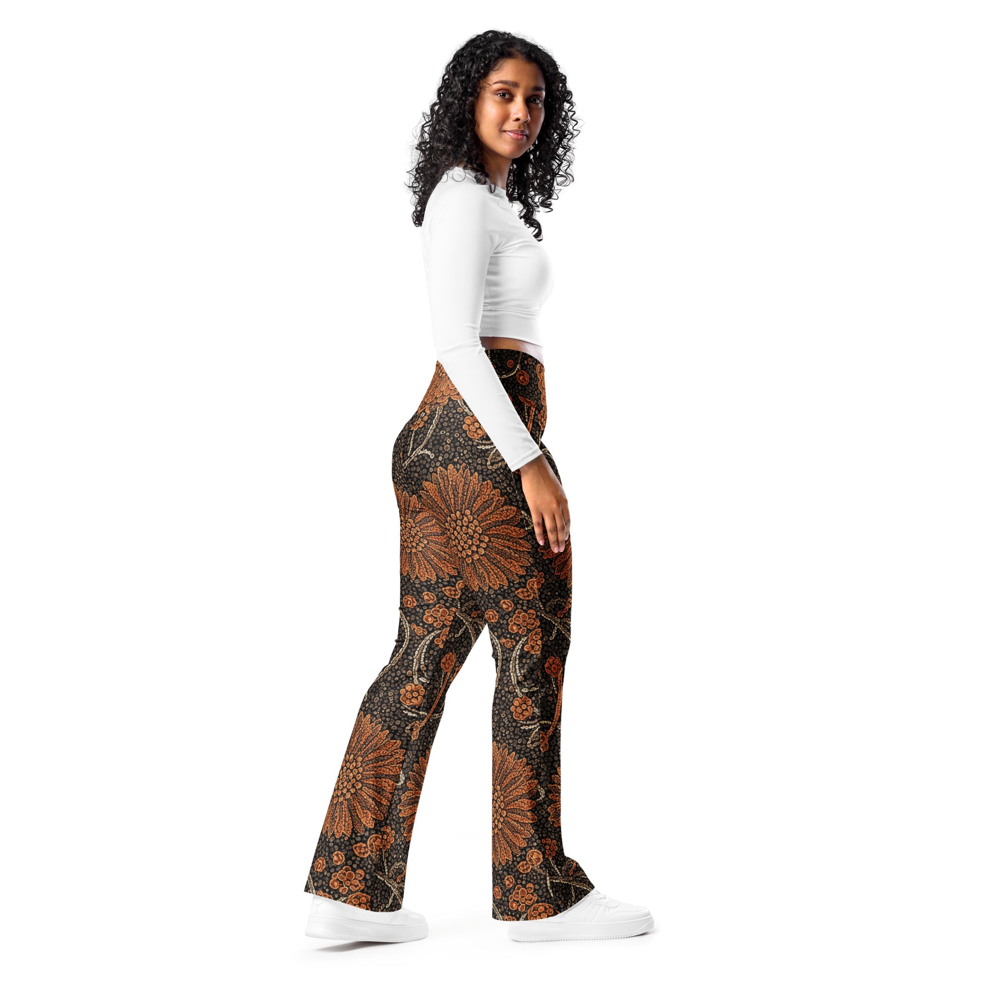 Copper Paillette Baroque Flare Leggings | GearBunch