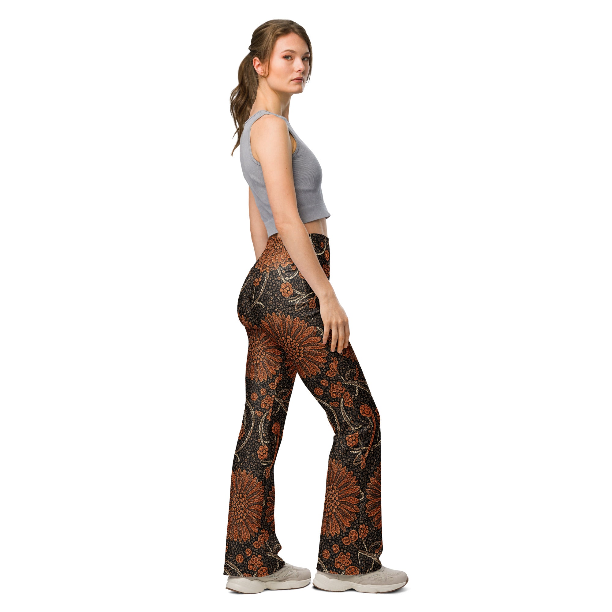 Copper Paillette Baroque Flare Leggings | GearBunch