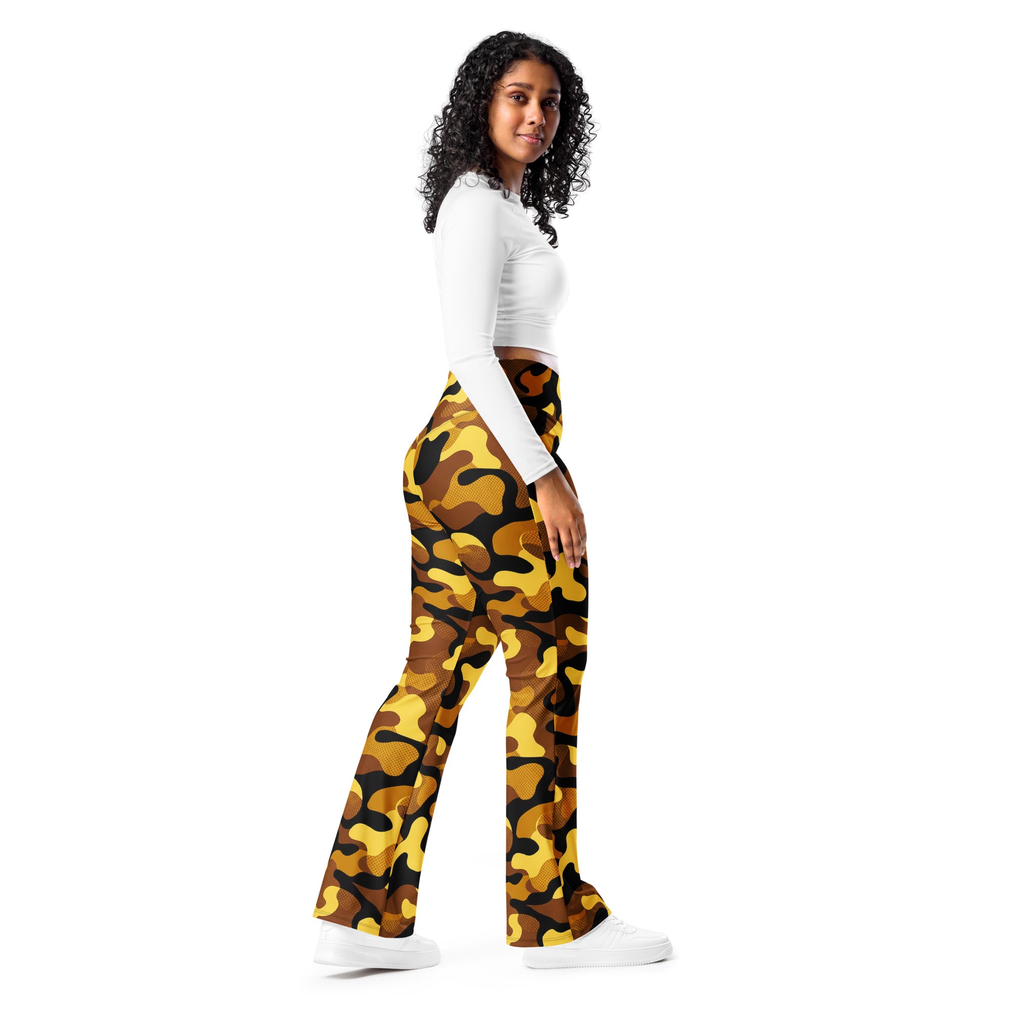 Gold Camo Flare Leggings | GearBunch
