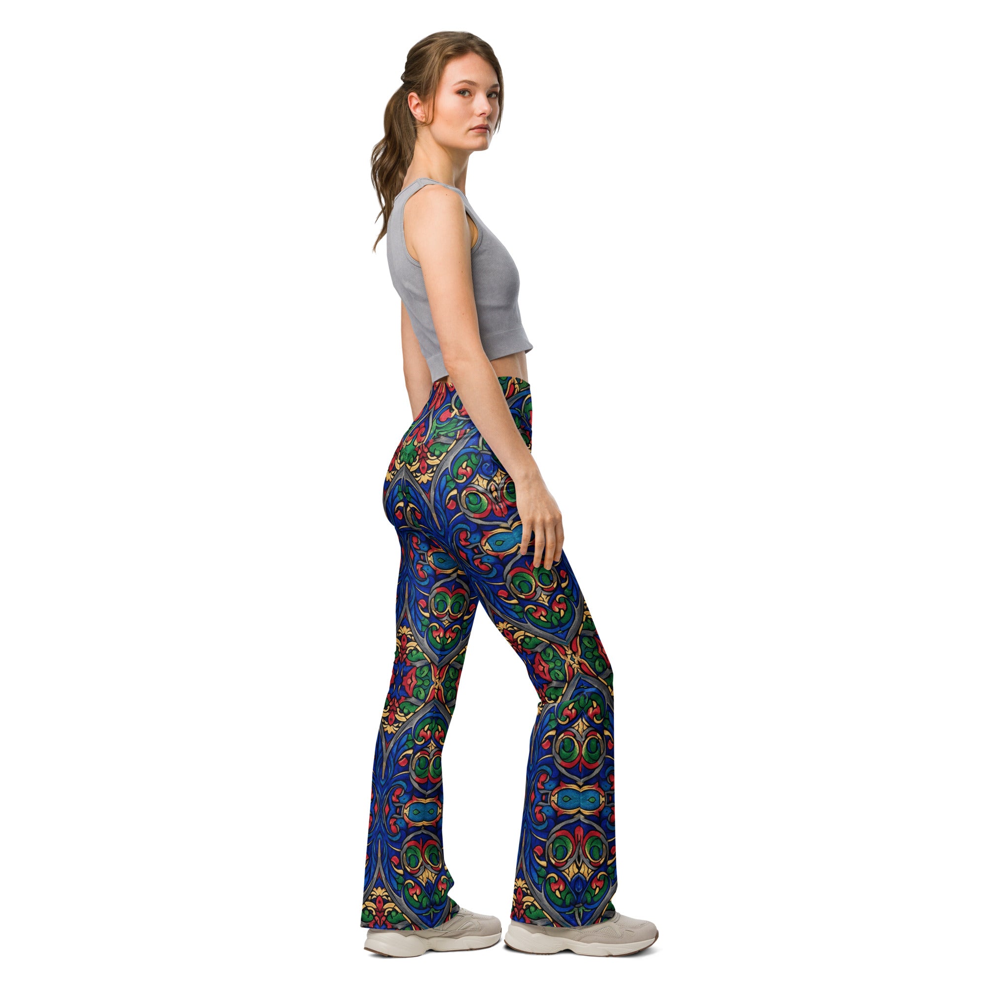 Gothic Cathedral Stained Glass Flare Leggings | GearBunch