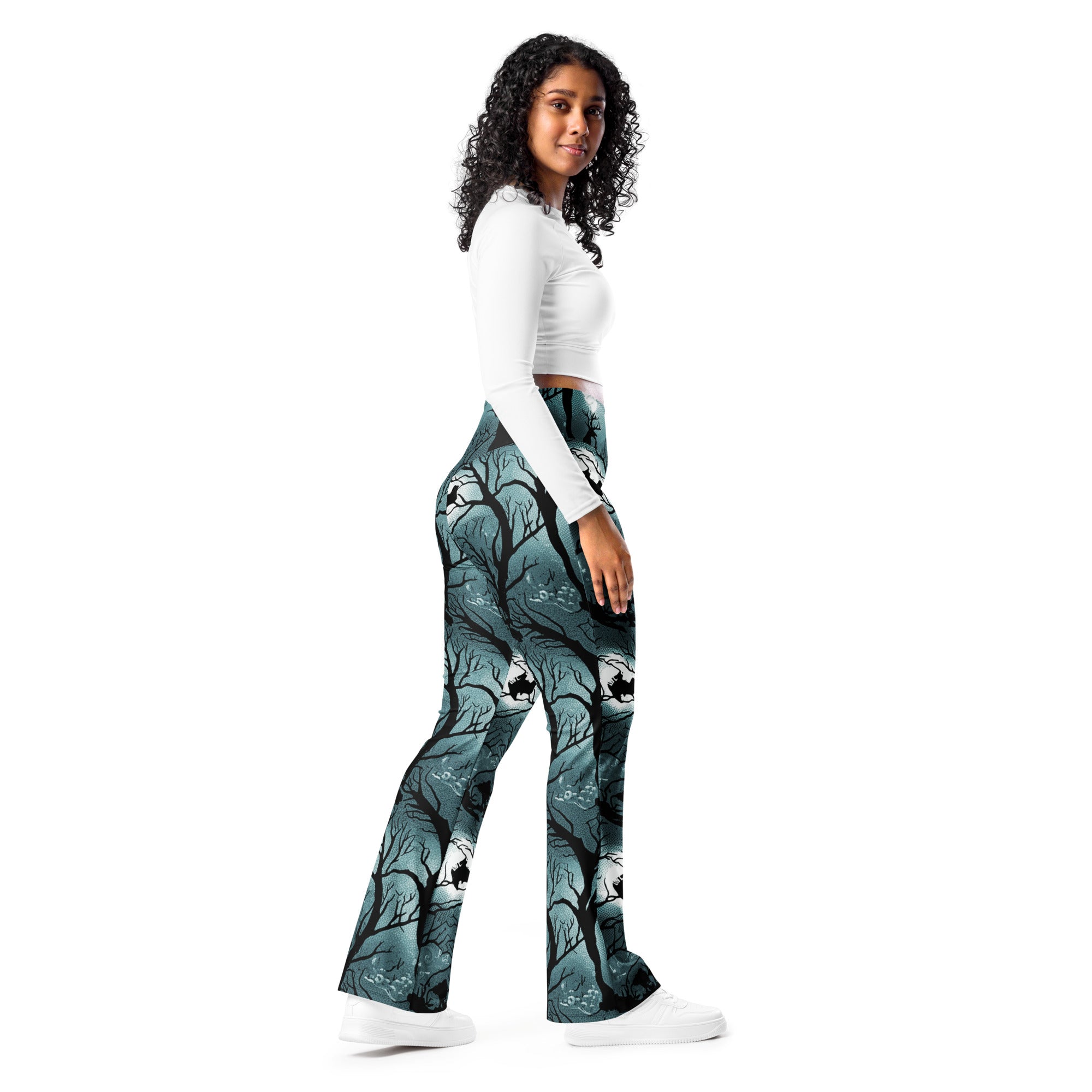 Haunted Forest Silhouette Flare Leggings | GearBunch