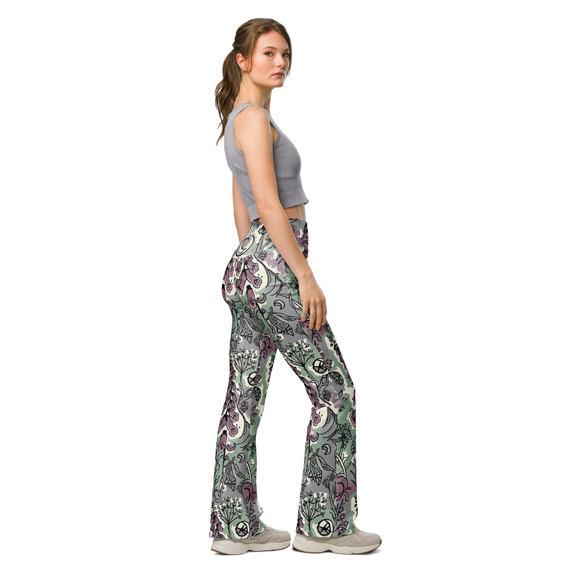 Hemlock and Foxglove Goth Flare Leggings | GearBunch
