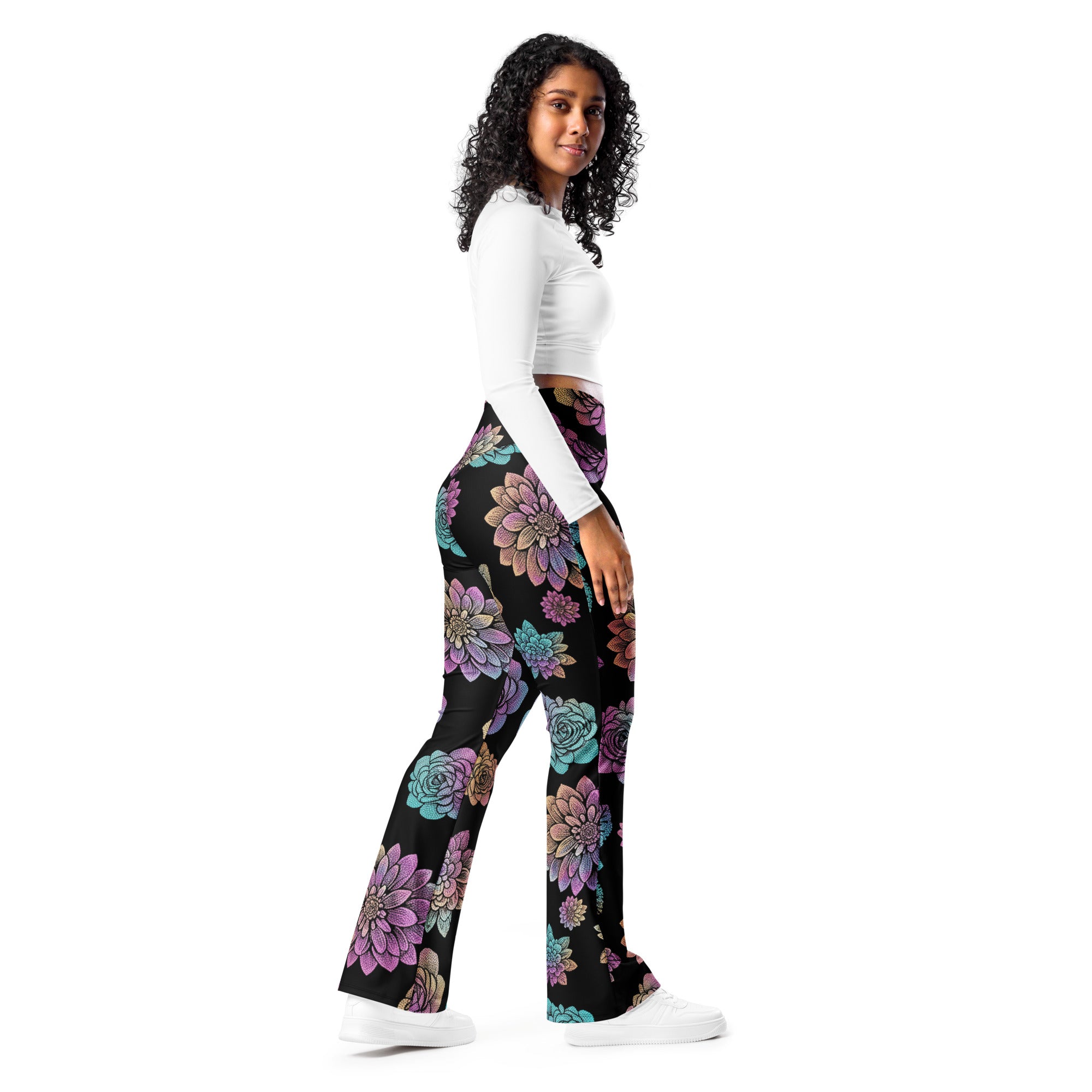 Holographic Paillette Fantasy Flare Leggings | GearBunch