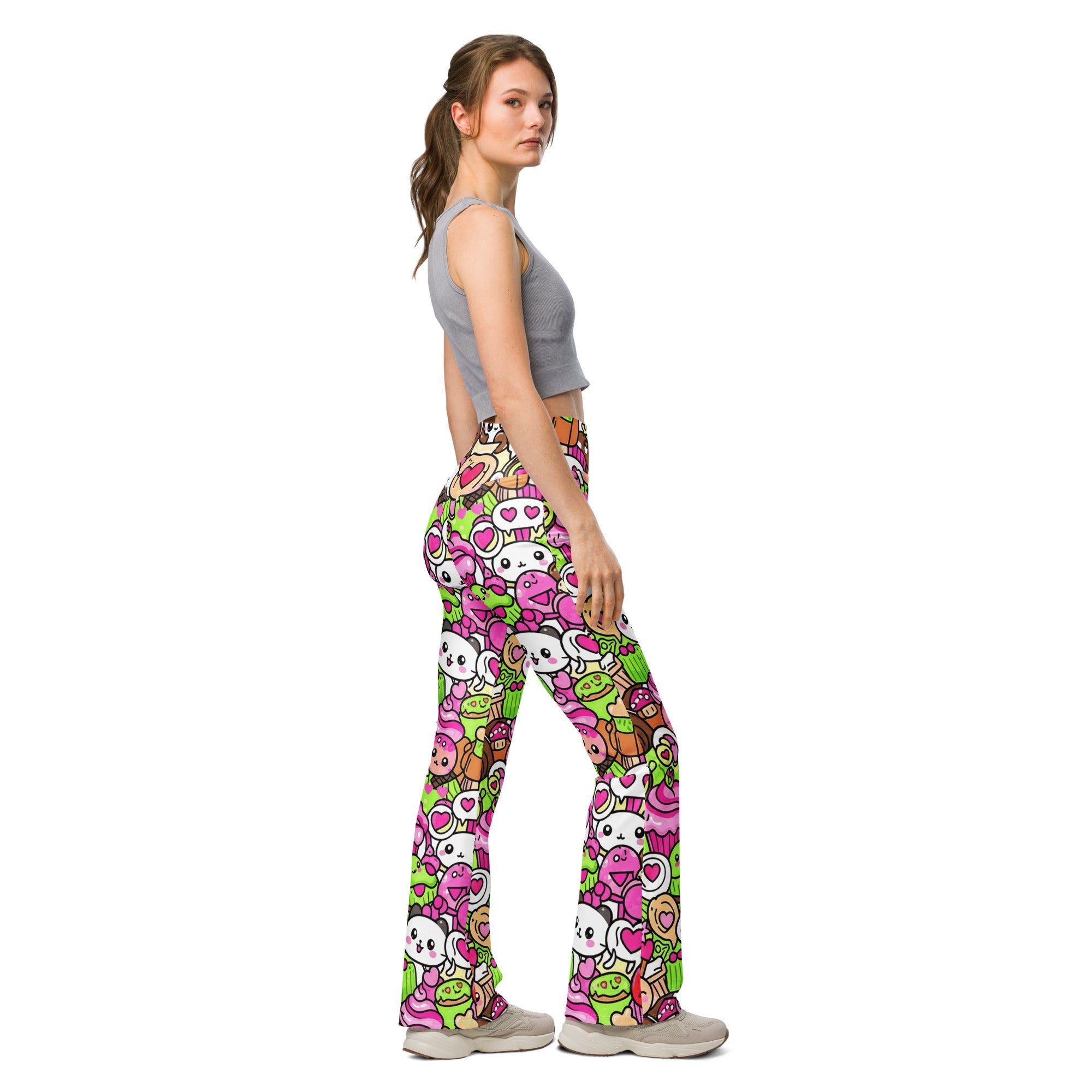 Kawaii Sakura Picnic Flare Leggings | GearBunch