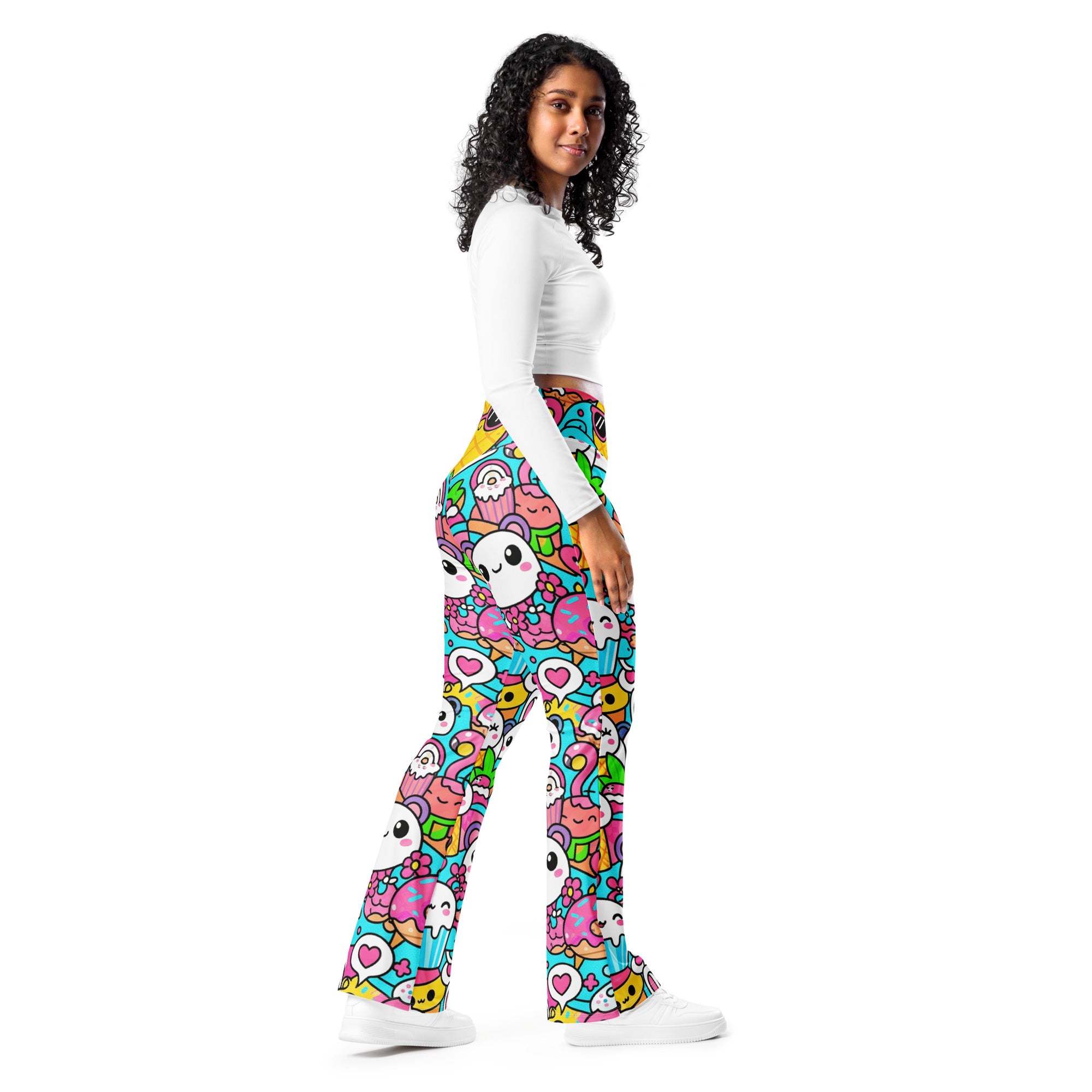 Kawaii Tropical Pineapple Flare Leggings | GearBunch