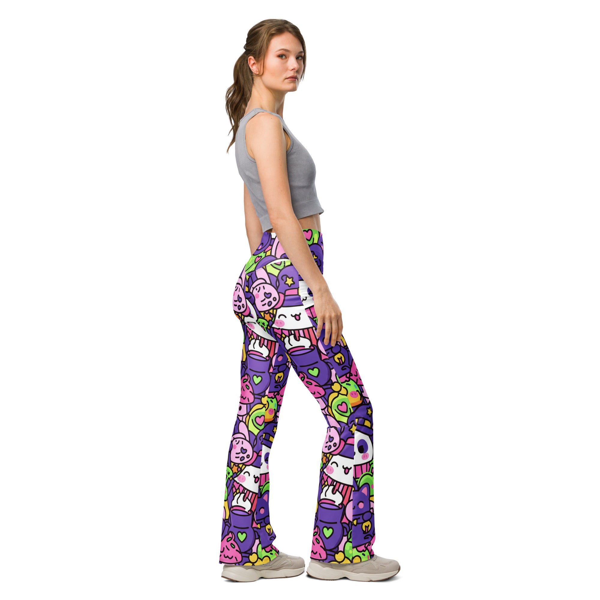 Kawaii Witch Familiar Flare Leggings | GearBunch