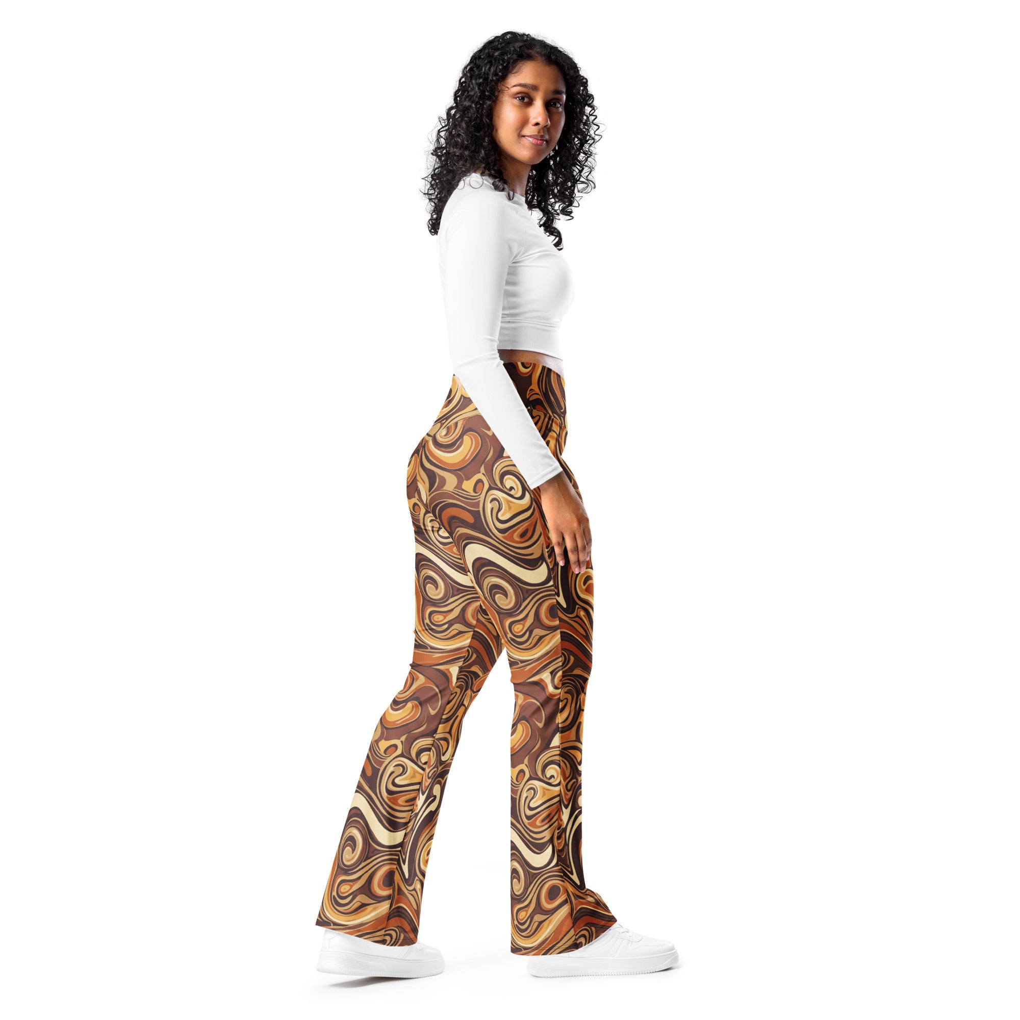 Liquid Marble Earth Agate Flare Leggings | GearBunch