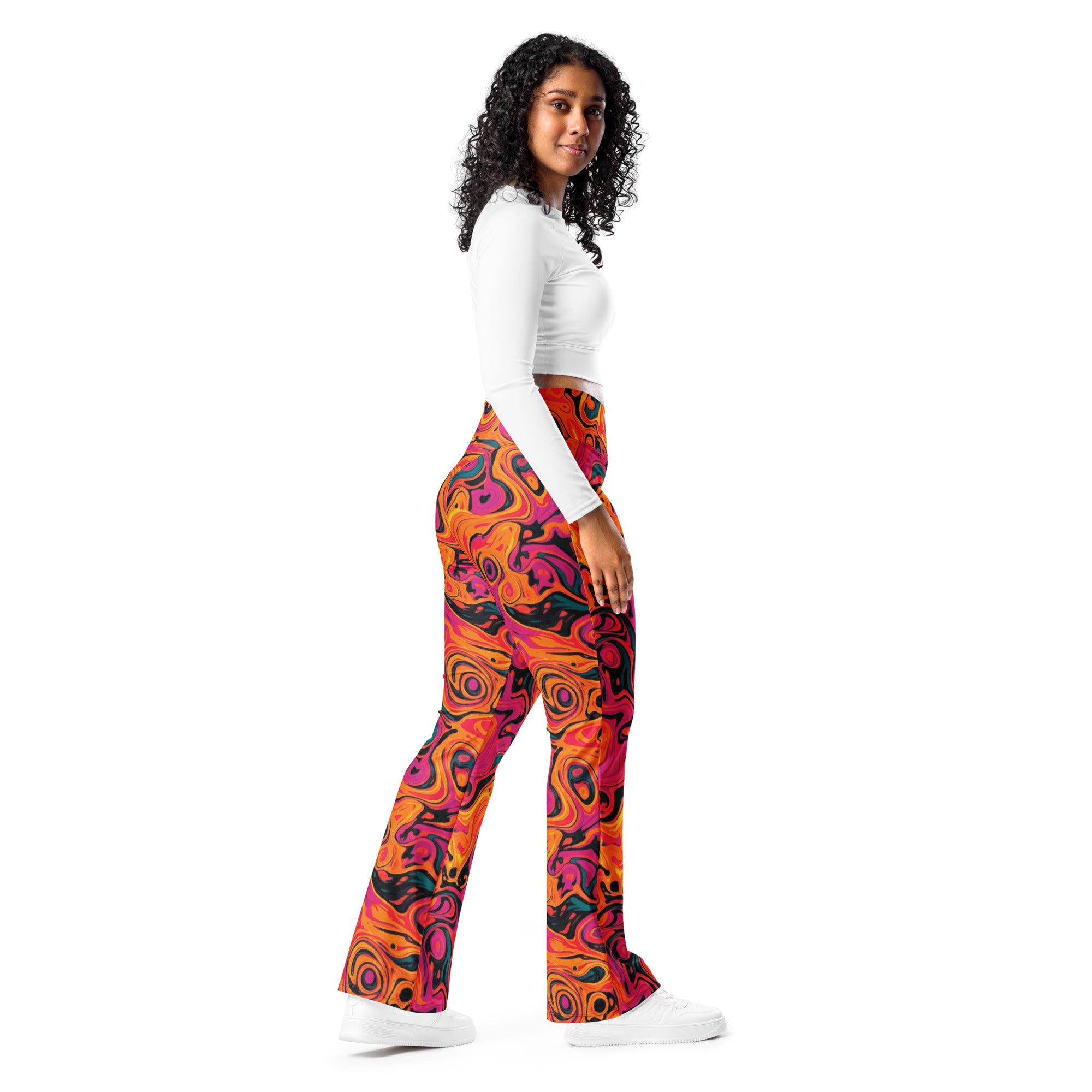 Liquid Marble Fire Opal Flare Leggings | GearBunch