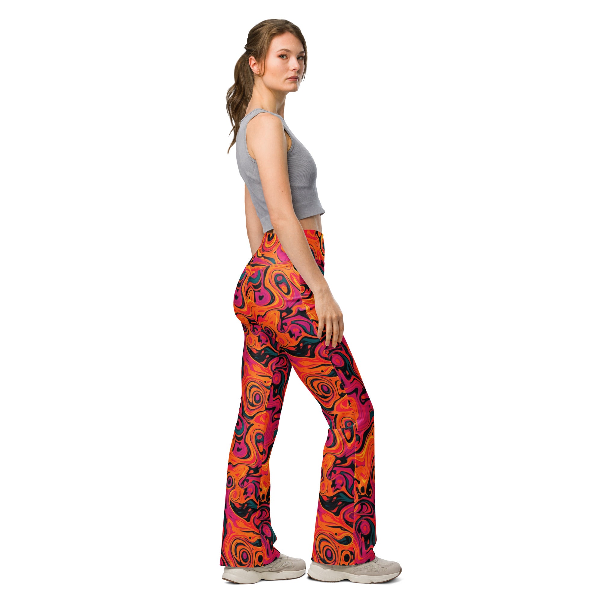 Liquid Marble Fire Opal Flare Leggings | GearBunch