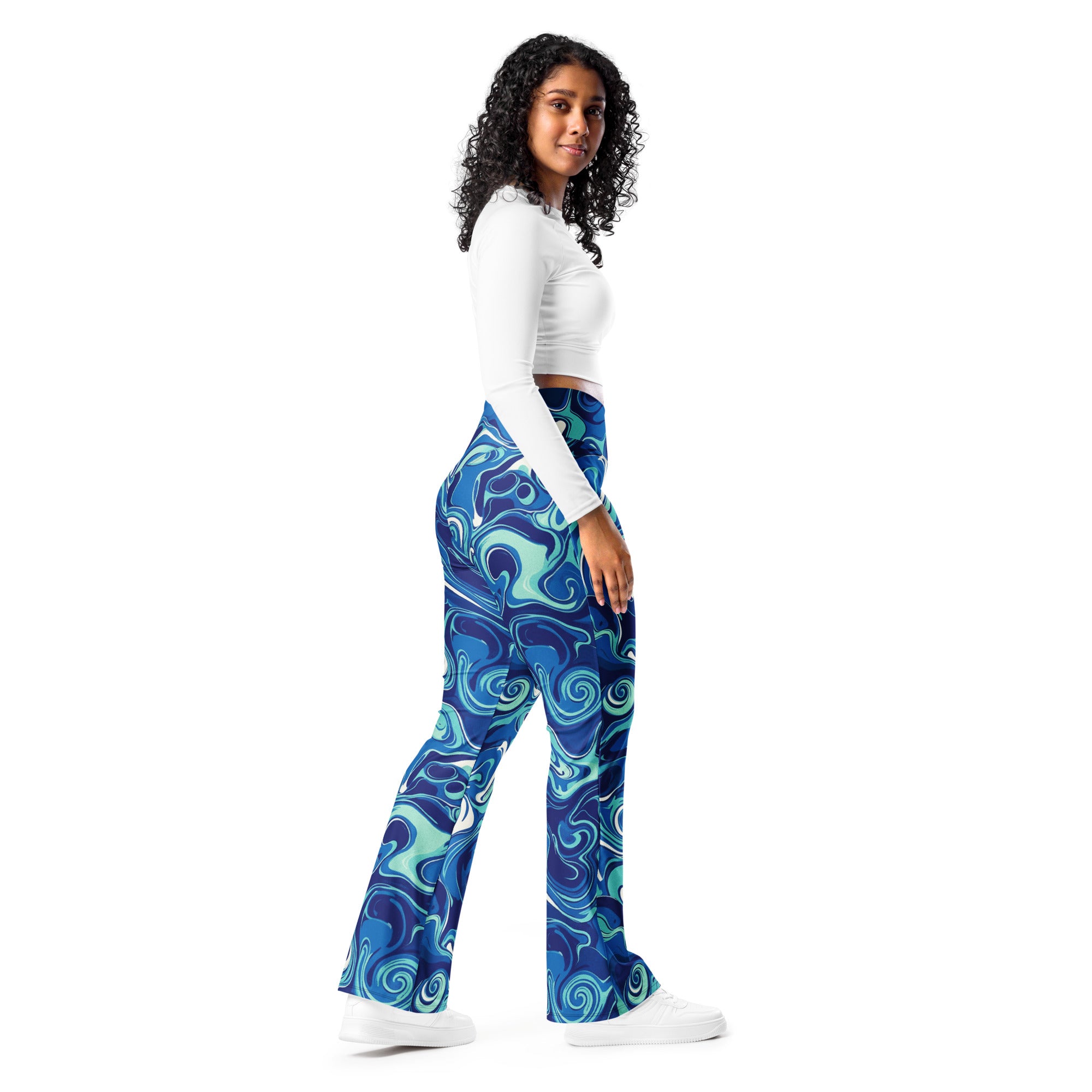 Liquid Marble Ocean Current Flare Leggings | GearBunch
