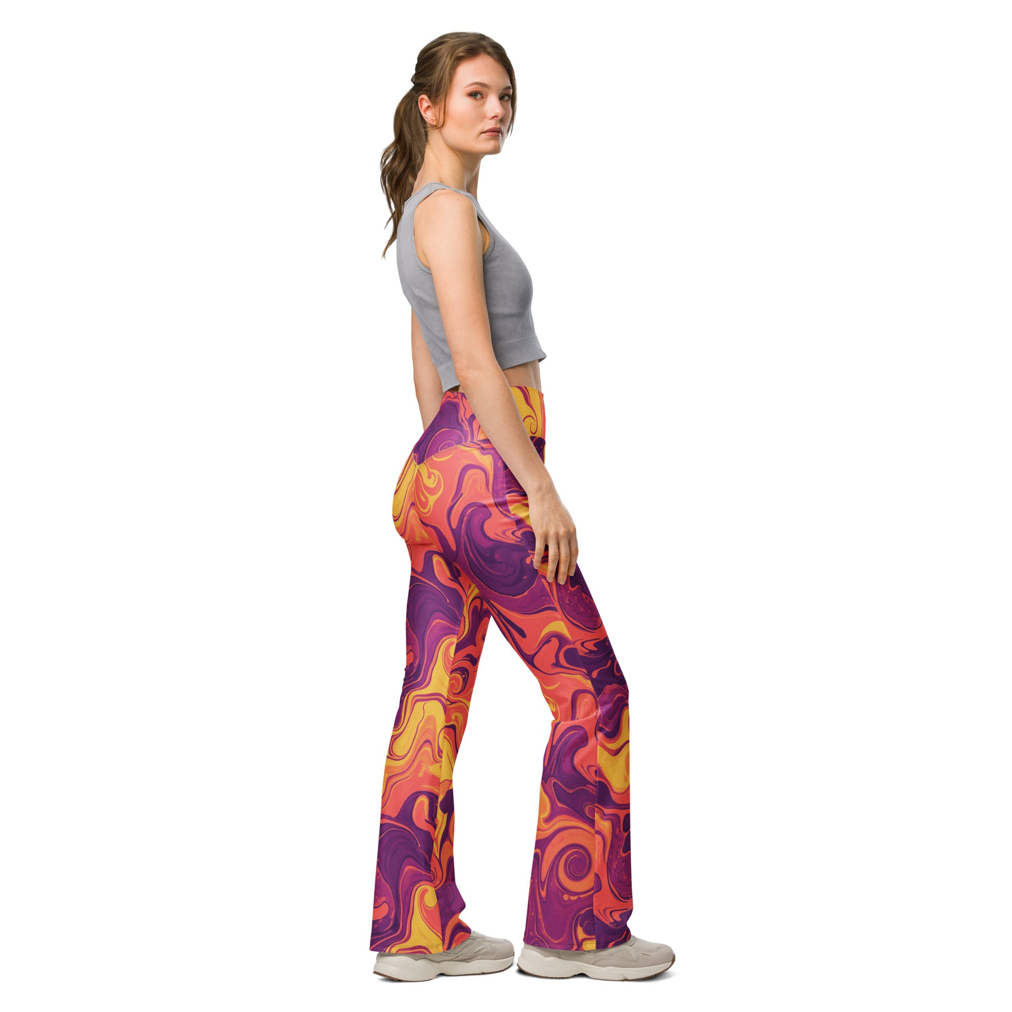 Liquid Marble Sunset Horizon Flare Leggings | GearBunch