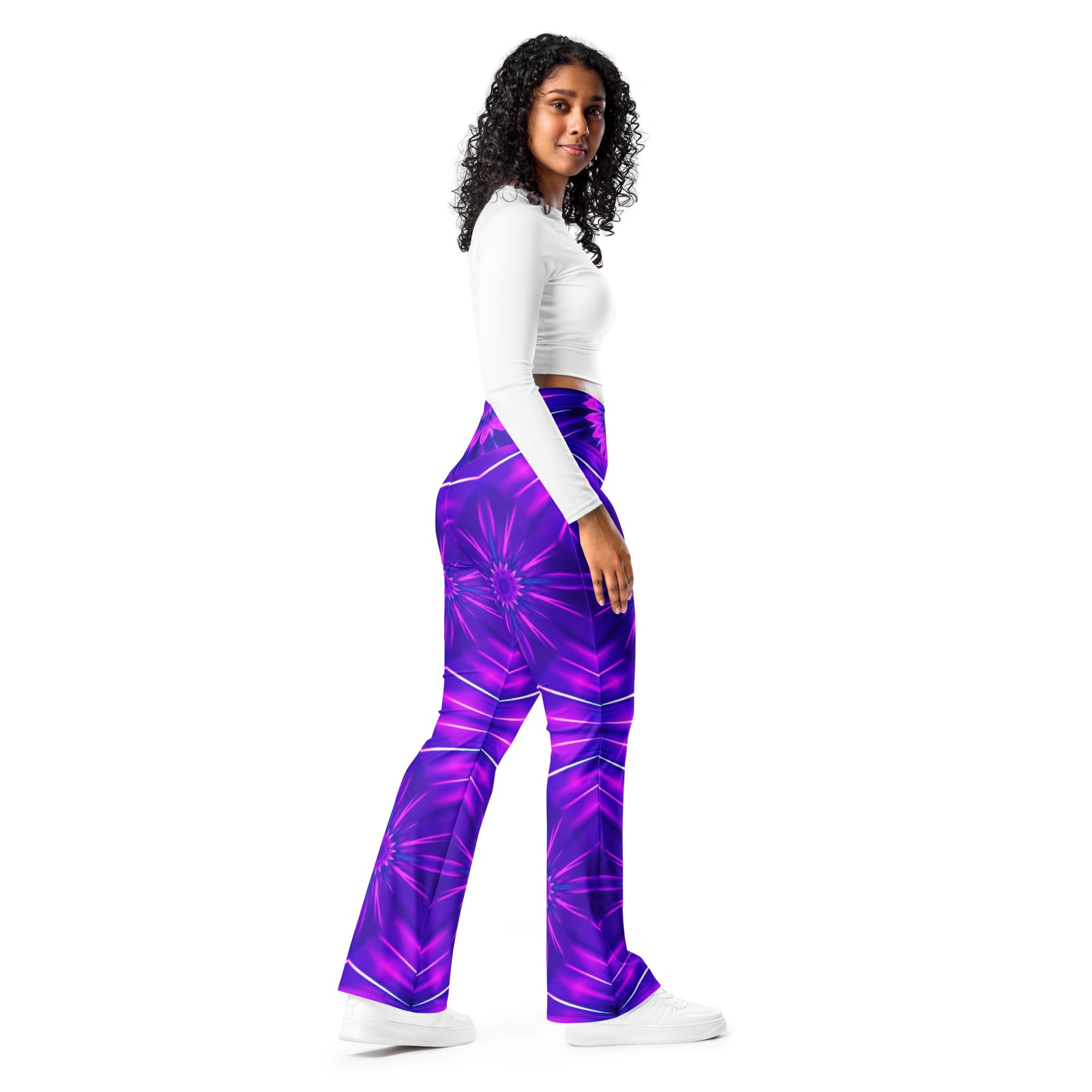 Psychedelic Cosmic Violet Flare Leggings | GearBunch
