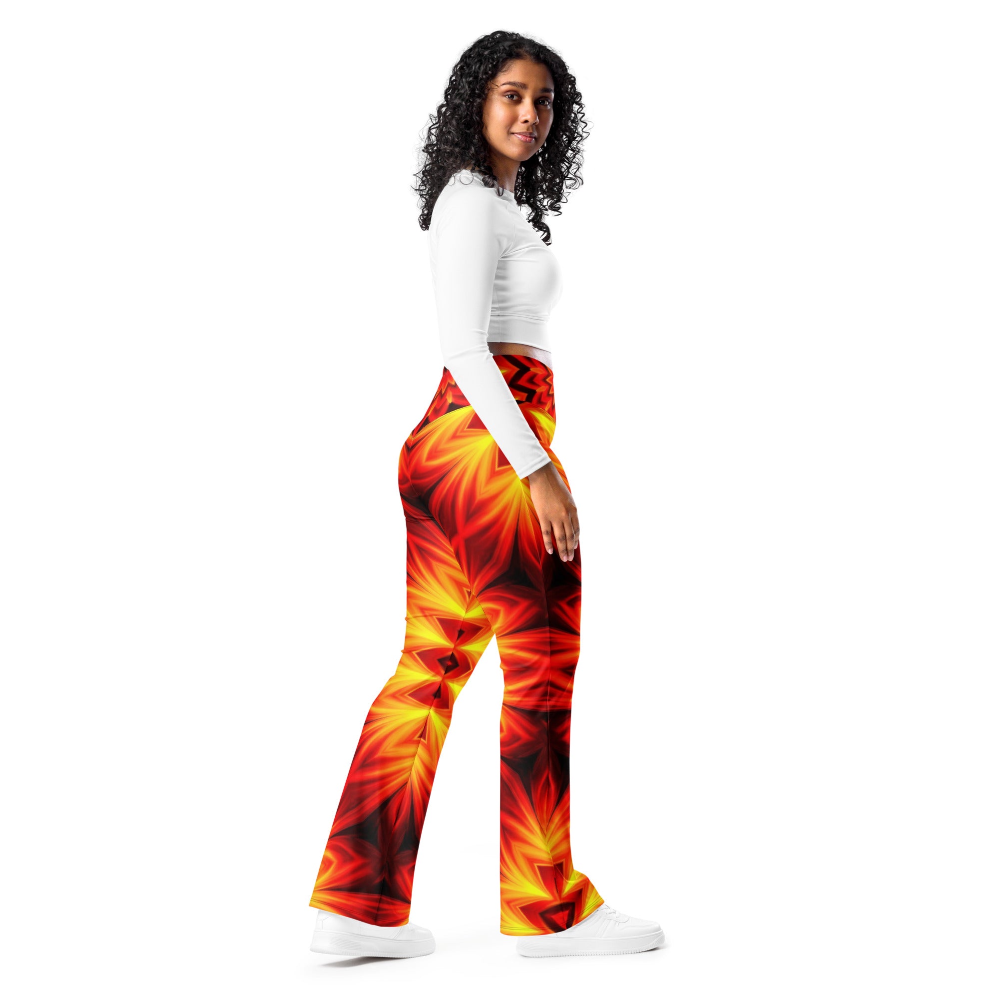 Psychedelic Magma Core Flare Leggings | GearBunch