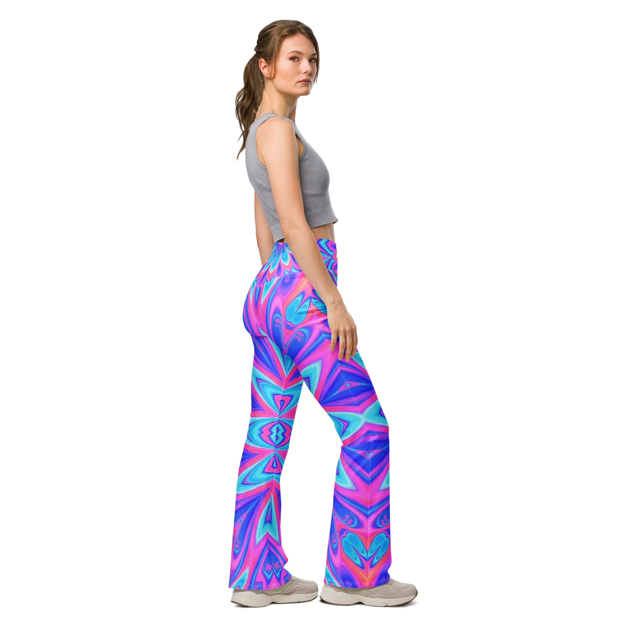 Psychedelic Vaporwave Dream Flare Leggings | GearBunch