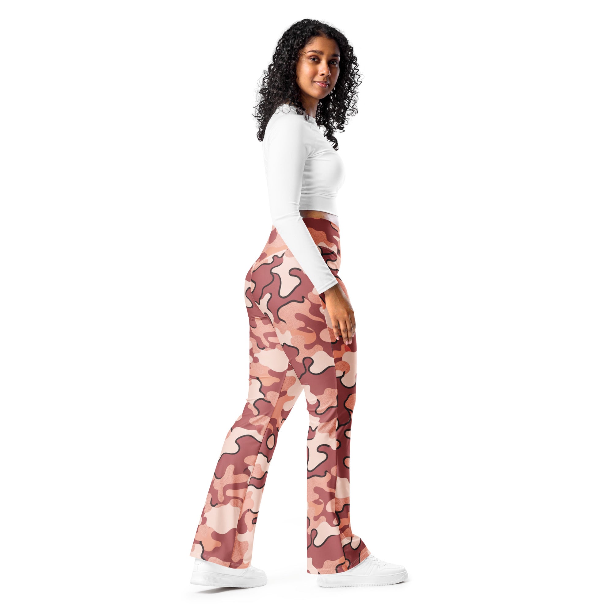 Rose Gold Camo Flare Leggings | GearBunch
