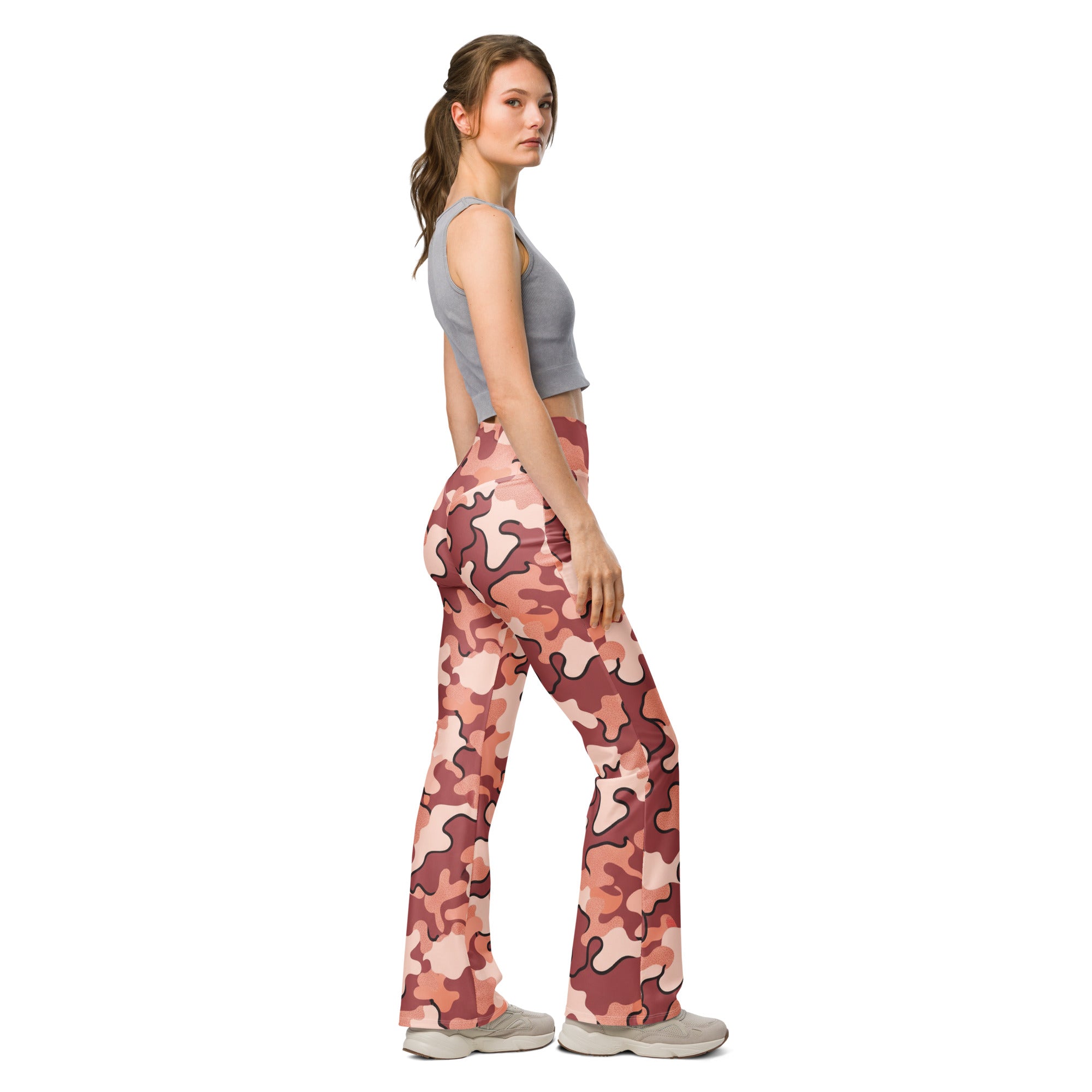 Rose Gold Camo Flare Leggings | GearBunch