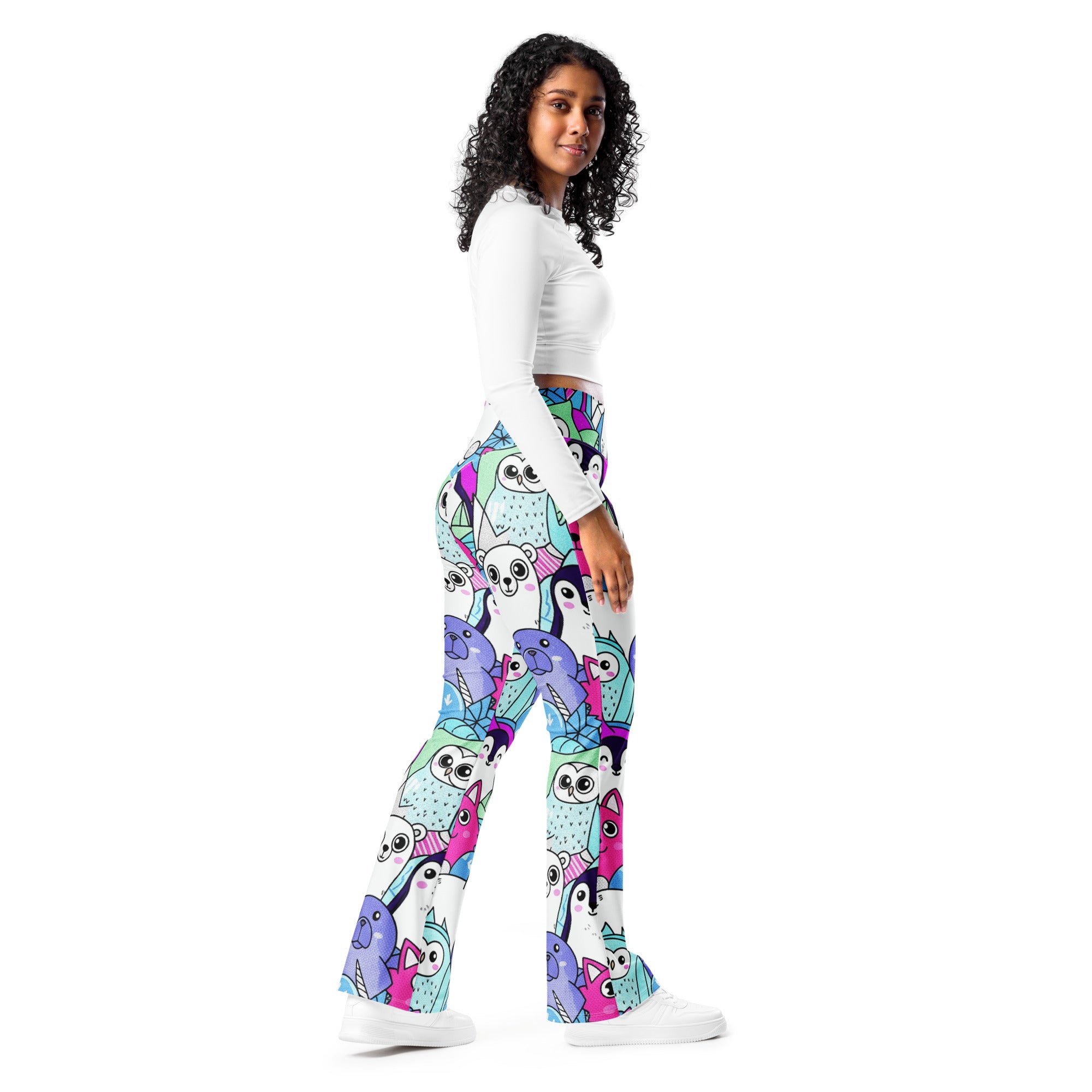 Vibrant Arctic Friends Flare Leggings | GearBunch