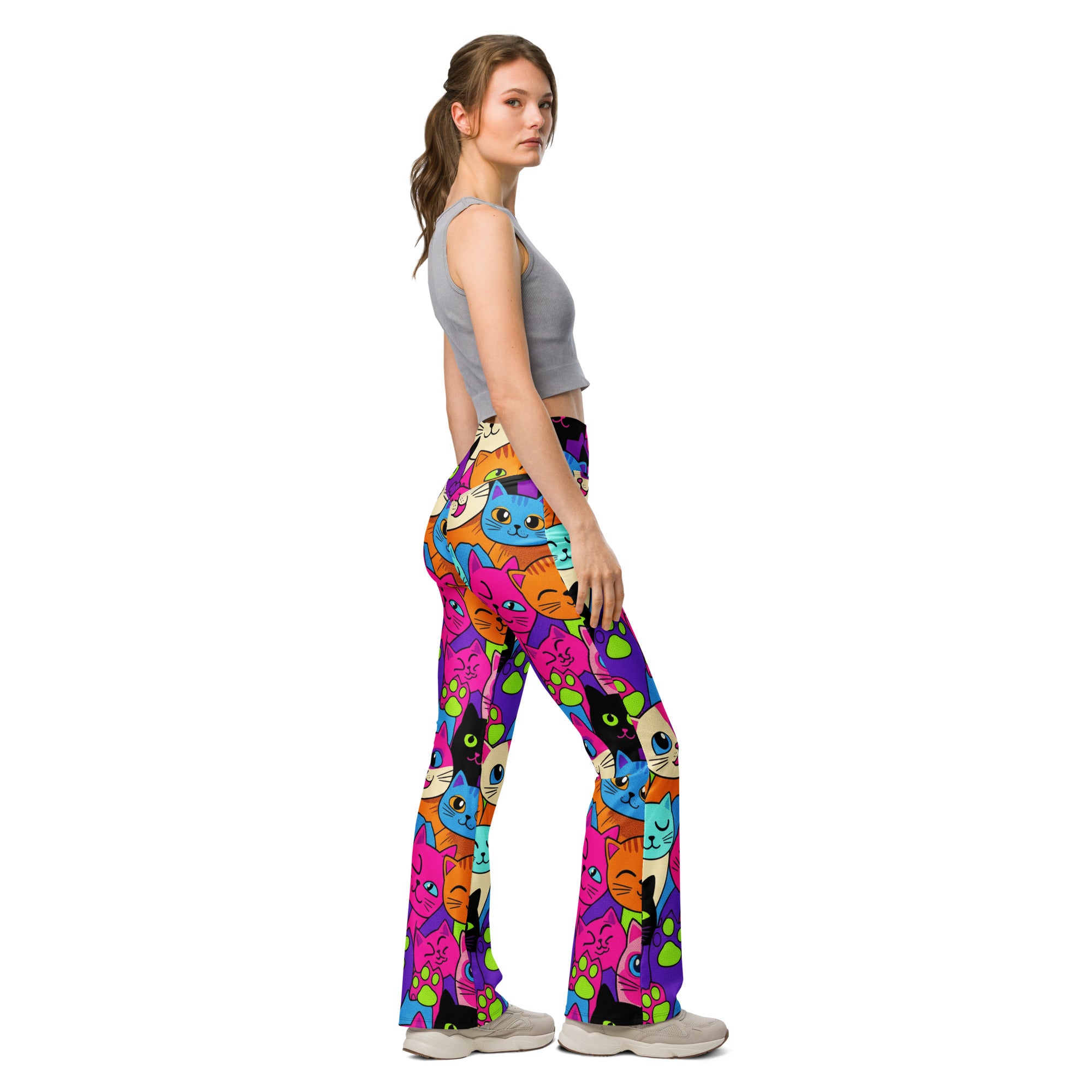 Vibrant Cats Everywhere Flare Leggings | GearBunch