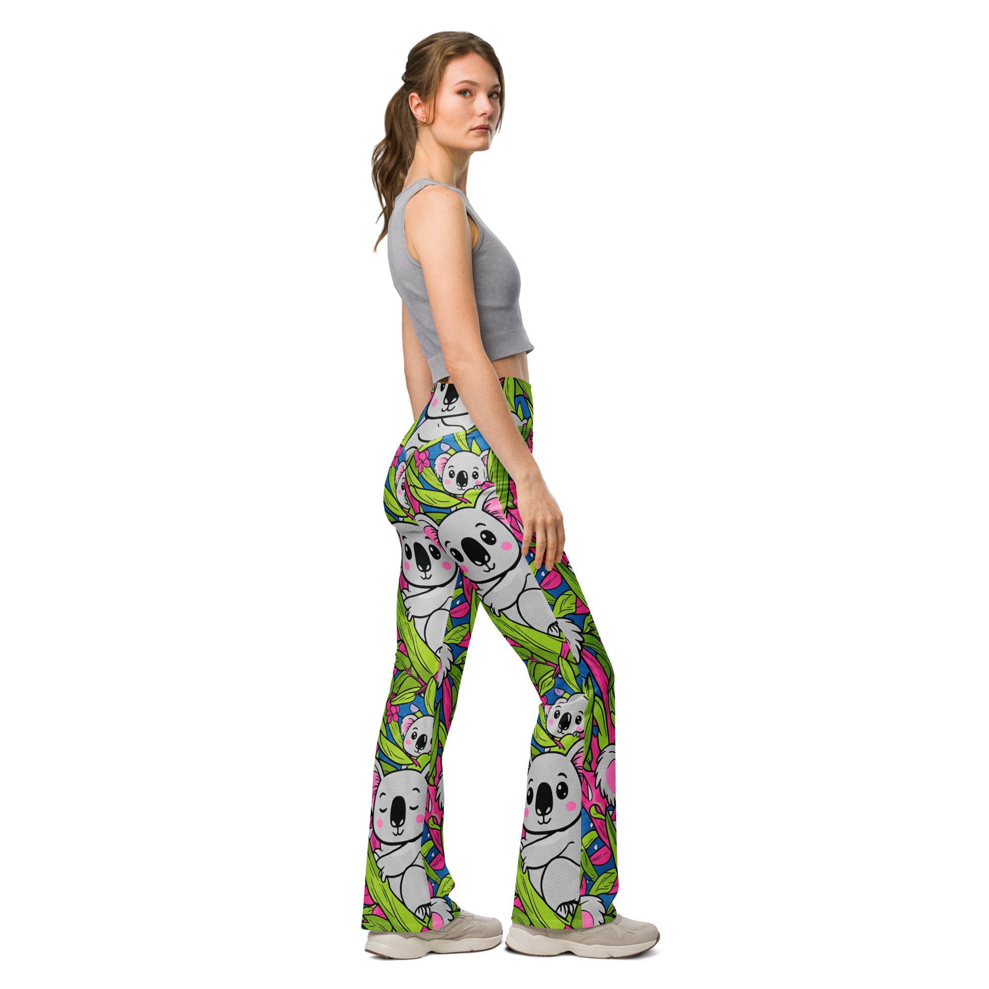 Vibrant Koala and Friends Flare Leggings | GearBunch