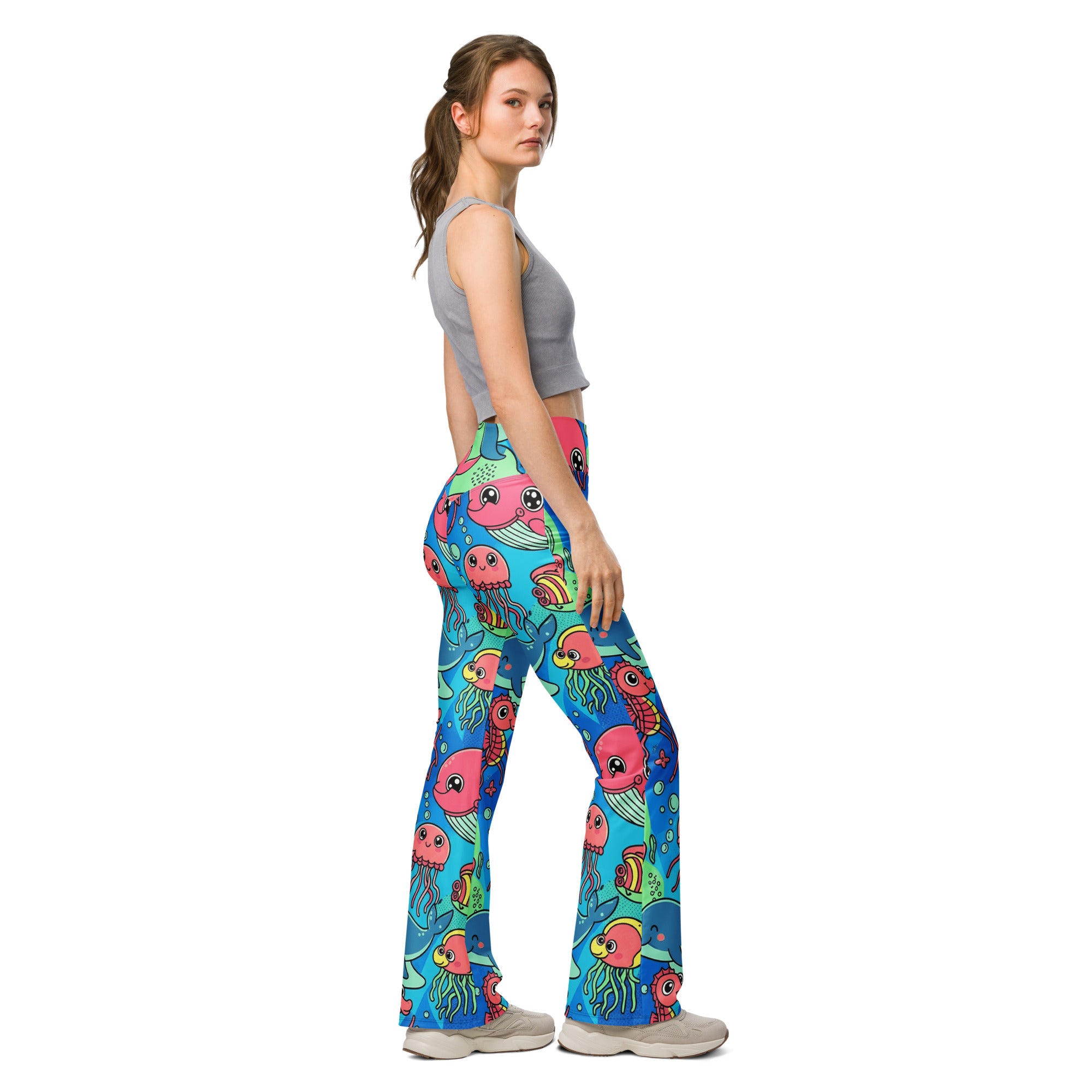 Vibrant Ocean Creatures Flare Leggings | GearBunch
