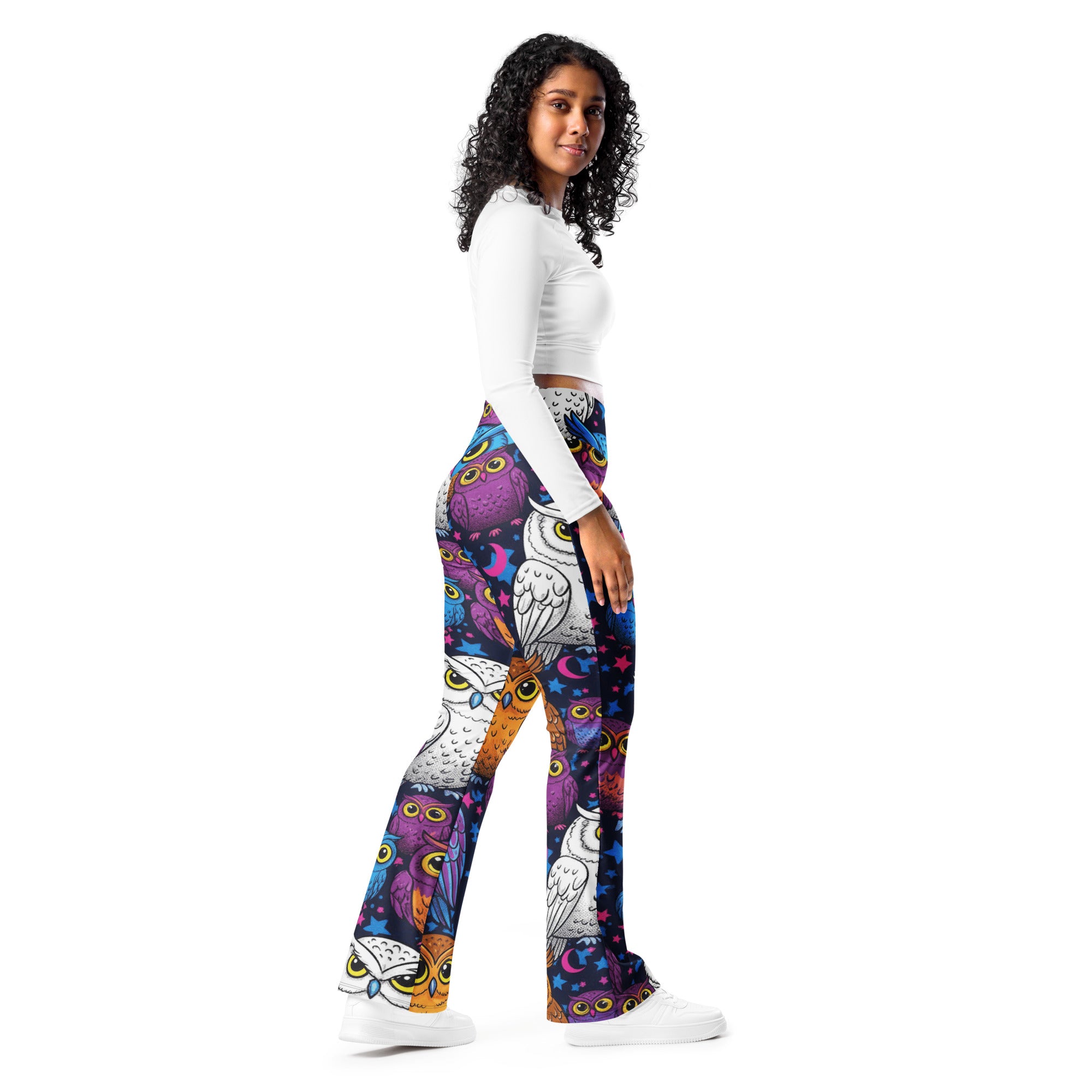 Vibrant Owl Night Flare Leggings | GearBunch