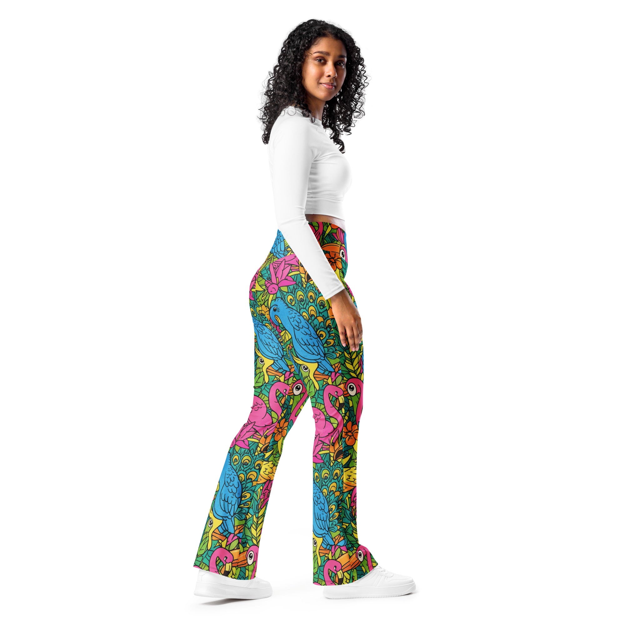 Vibrant Tropical Birds Flare Leggings | GearBunch