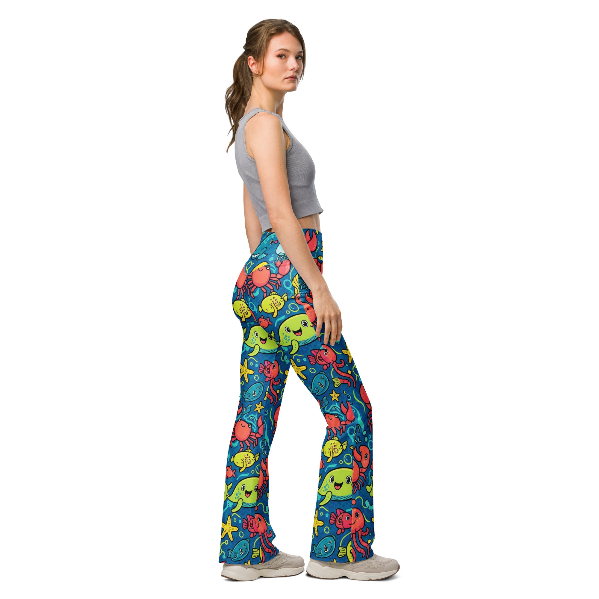 Vibrant Under the Sea Flare Leggings | GearBunch