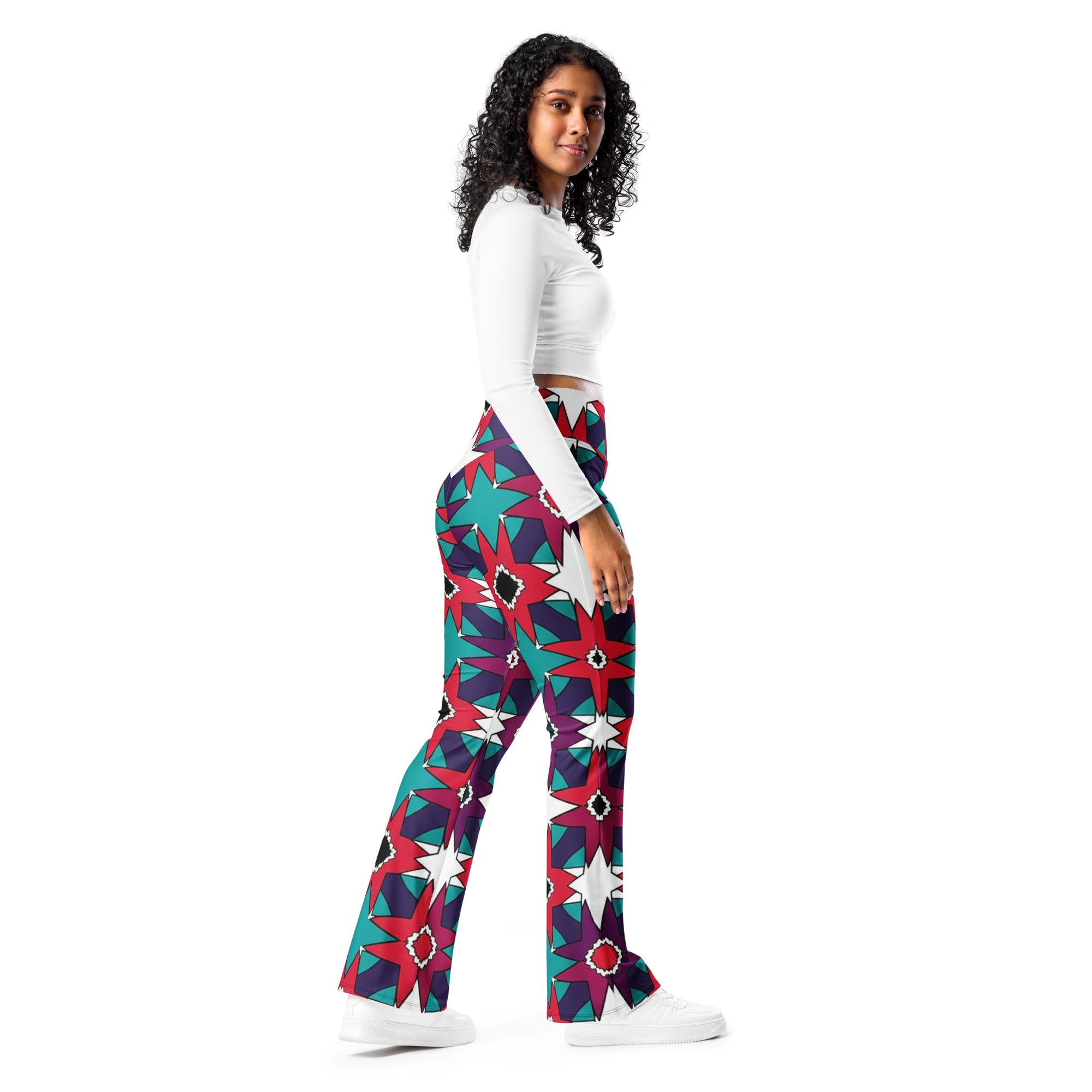 Zellige Crimson Teal Flare Leggings | GearBunch