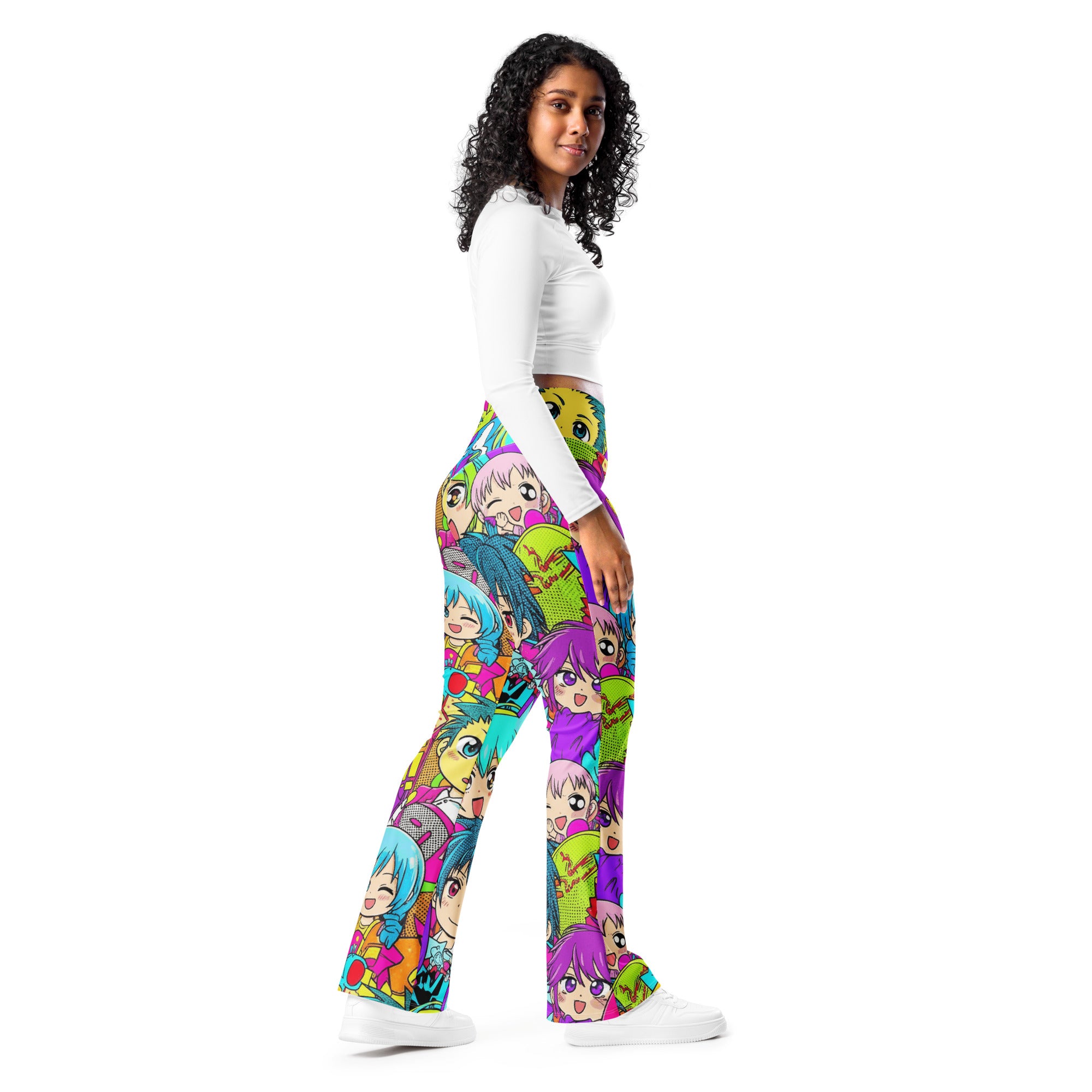 Anime Collage Chibi Party Flare Leggings | GearBunch