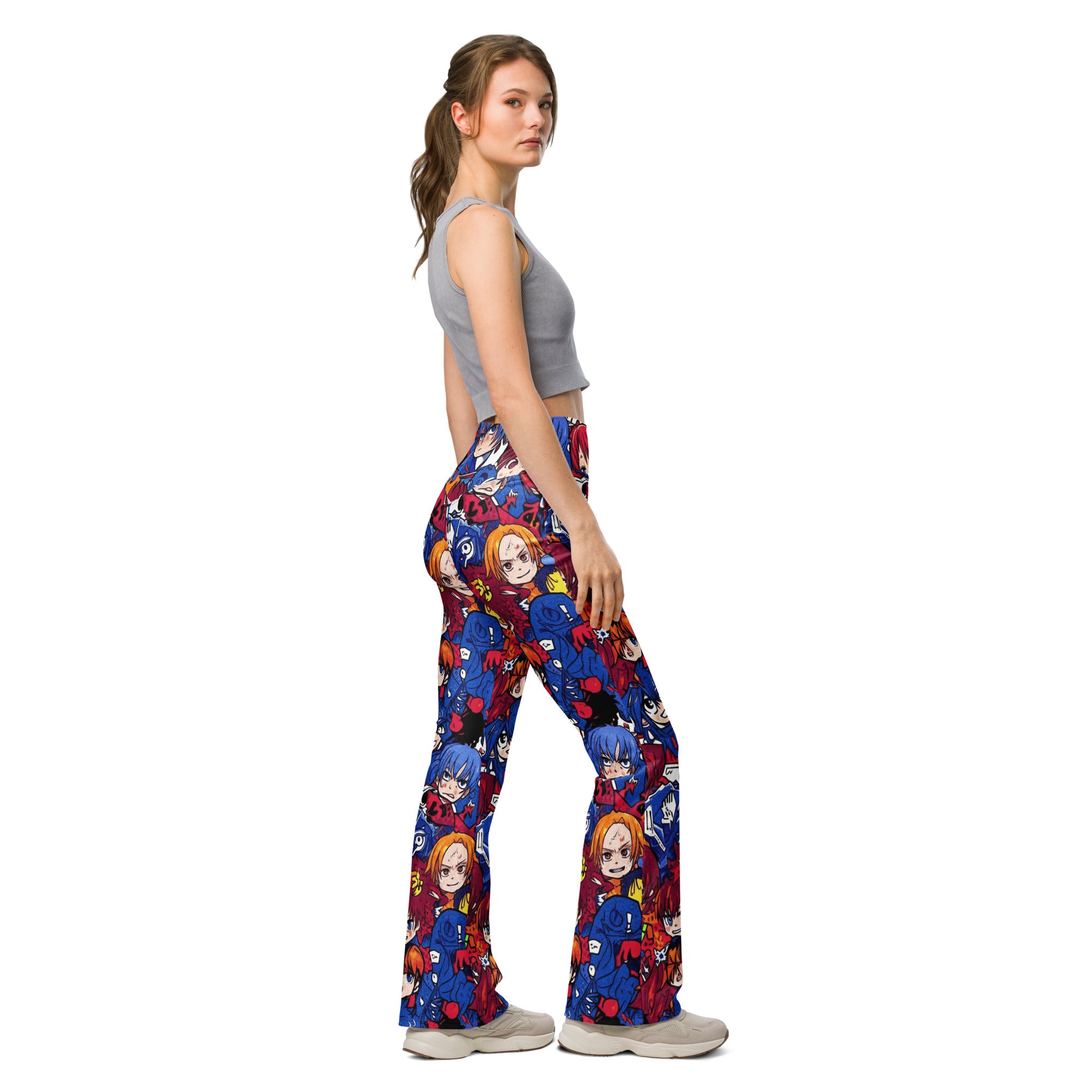 Anime Collage Dark Shonen Flare Leggings | GearBunch