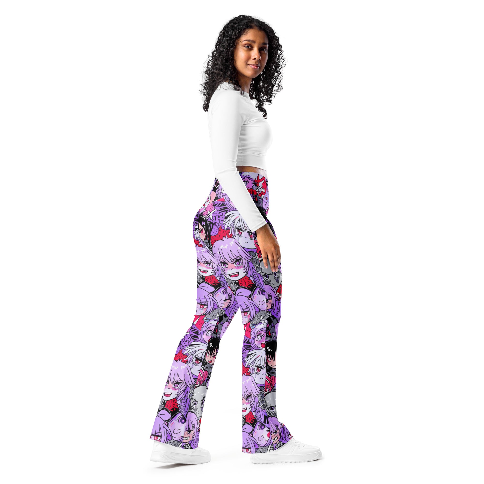 Anime Kawaii Goth Collage Flare Leggings | GearBunch