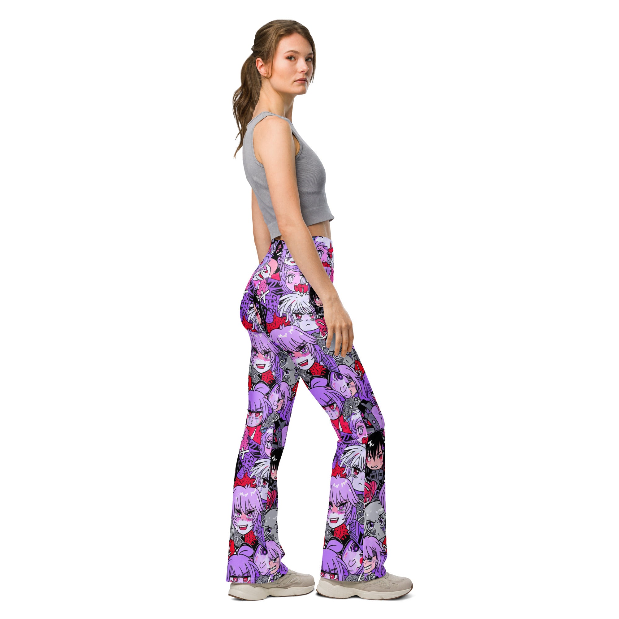 Anime Kawaii Goth Collage Flare Leggings | GearBunch