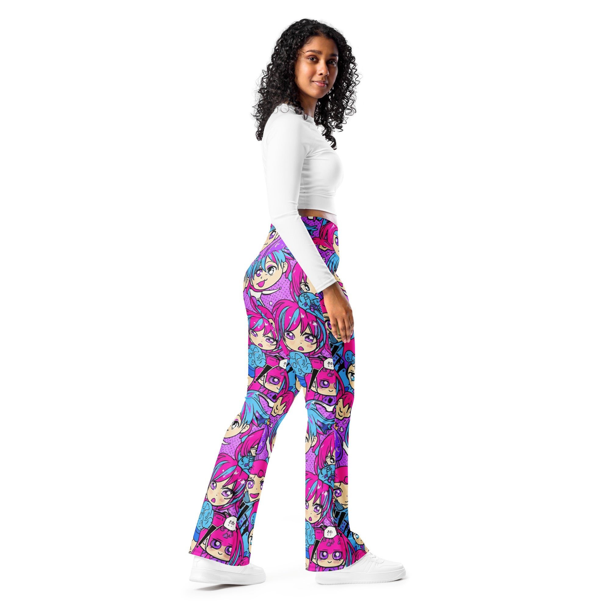Anime Collage Mecha Pilot Flare Leggings | GearBunch