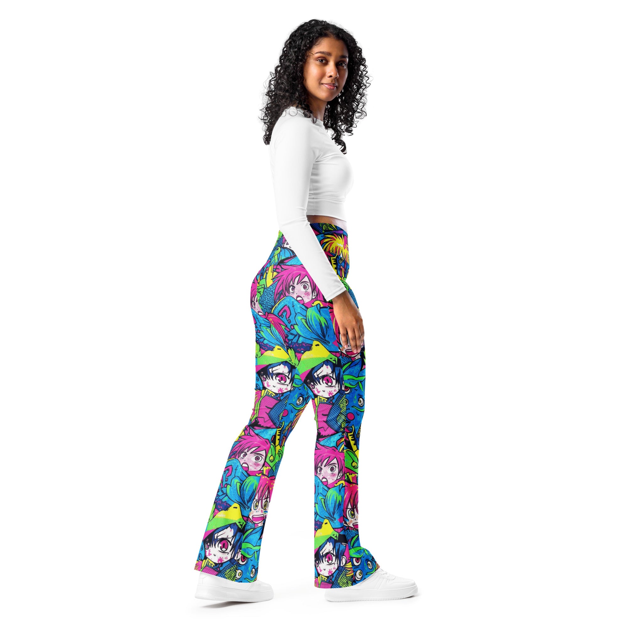 Anime Collage Neon Tokyo Flare Leggings | GearBunch
