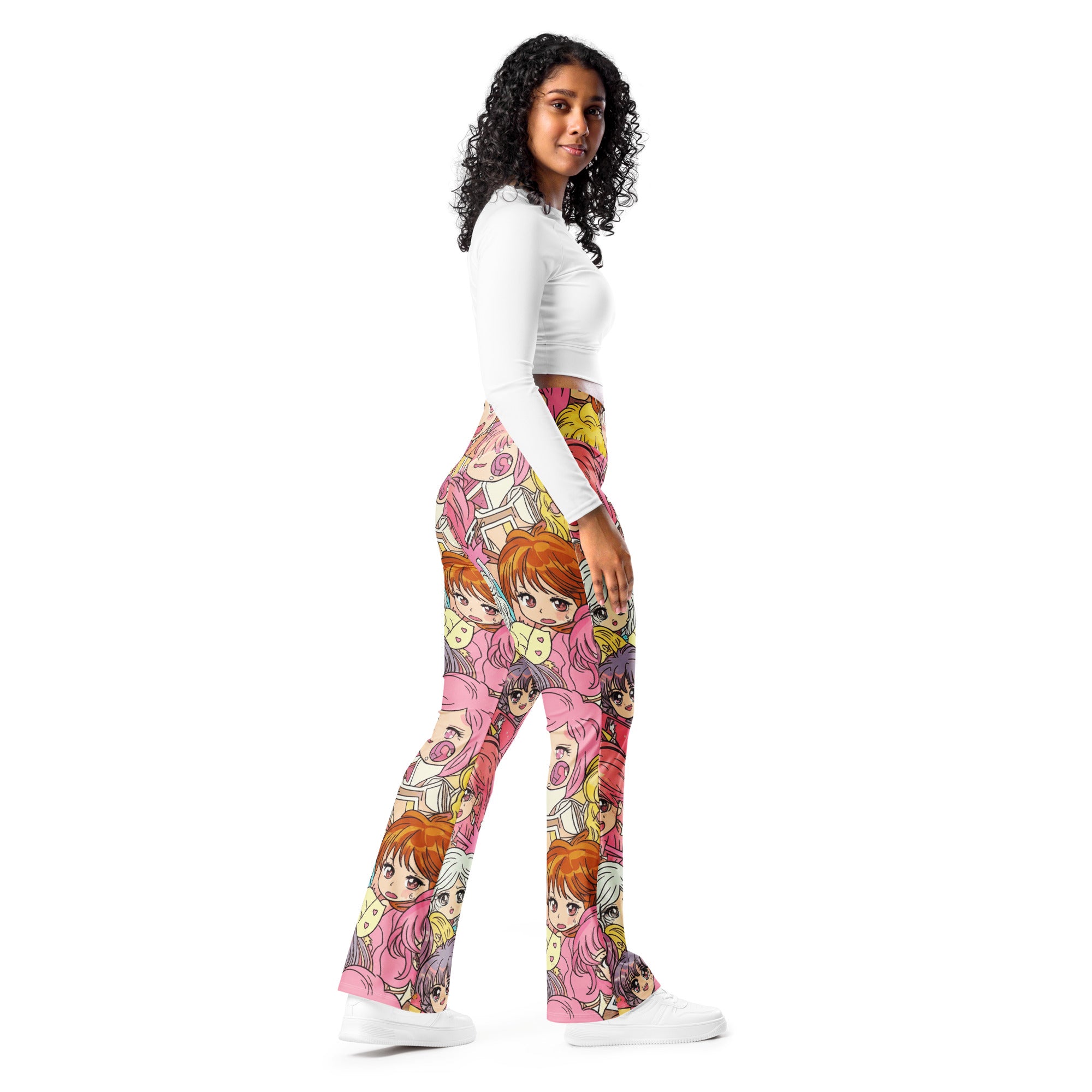 Retro Shojo Anime Collage Flare Leggings | GearBunch