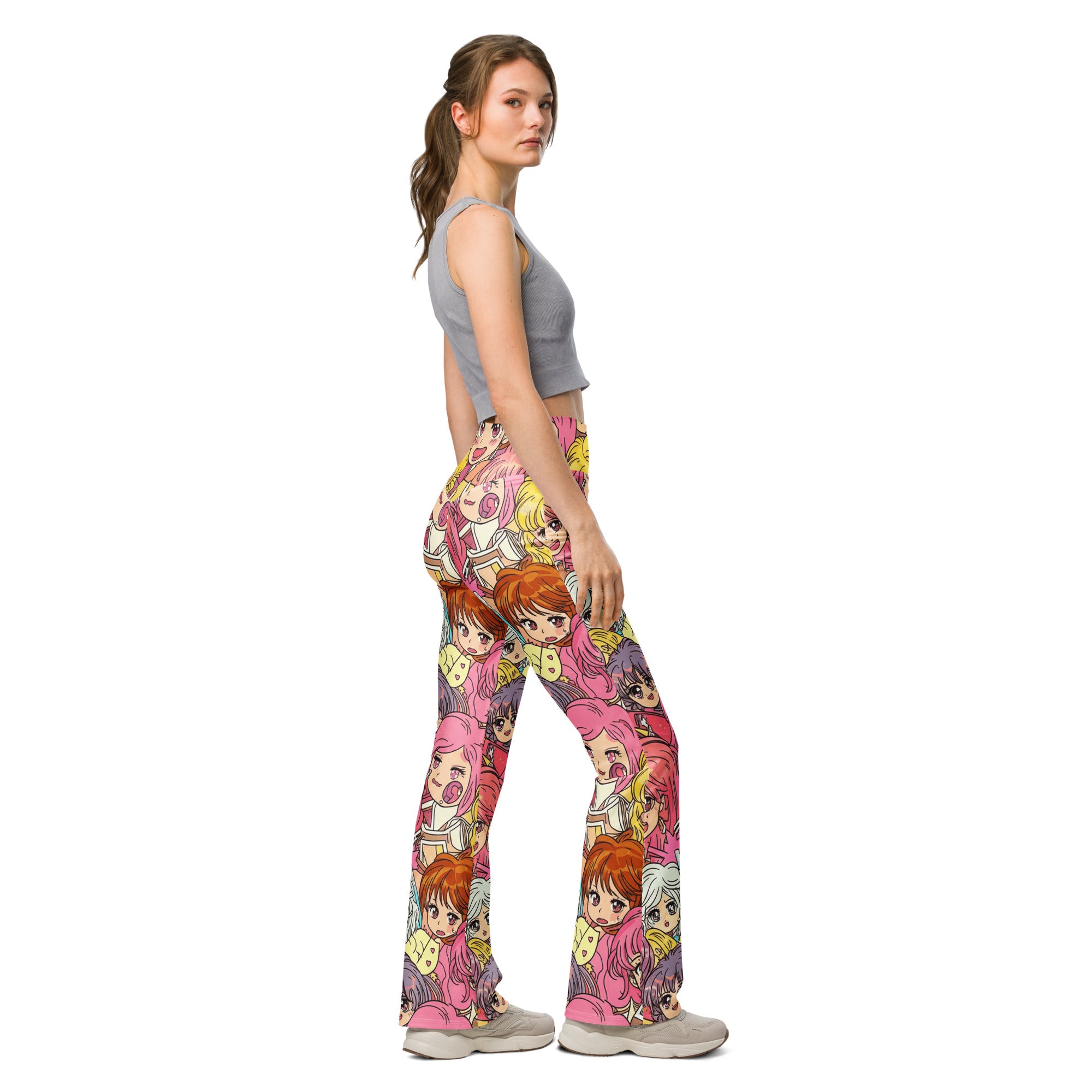 Retro Shojo Anime Collage Flare Leggings | GearBunch