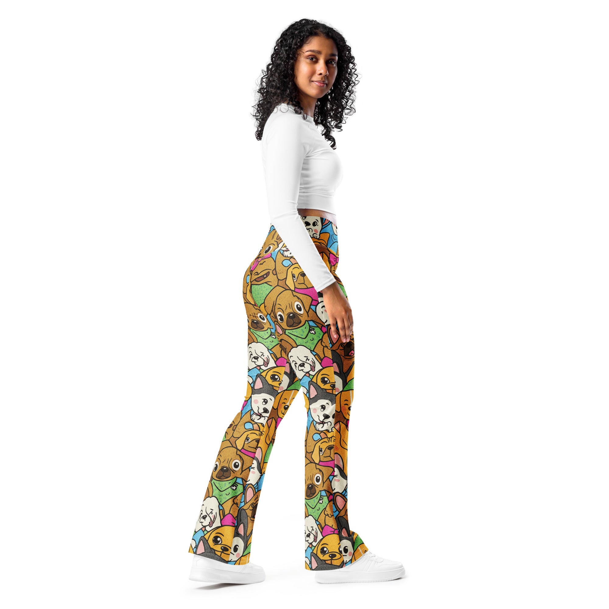Vibrant Puppy Pile Flare Leggings | GearBunch