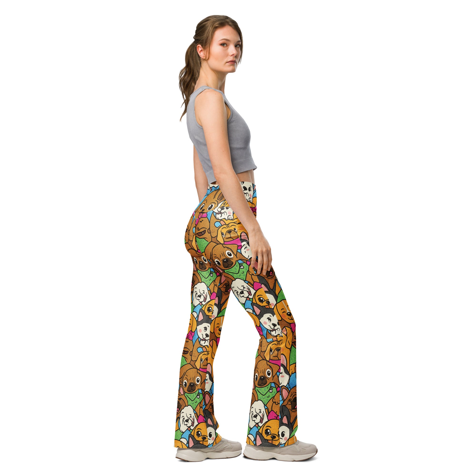 Vibrant Puppy Pile Flare Leggings | GearBunch