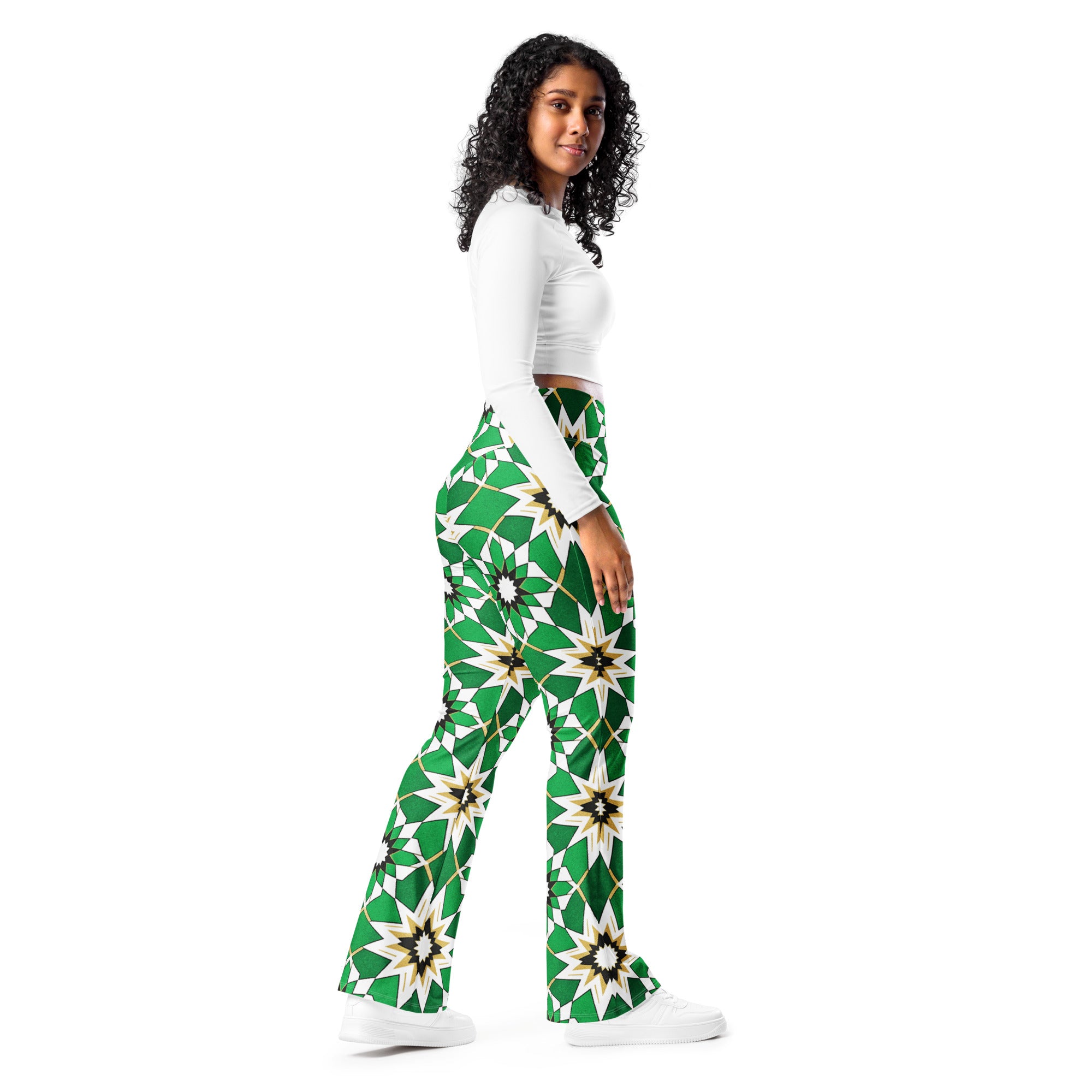 Zellige Emerald Gold Flare Leggings | GearBunch