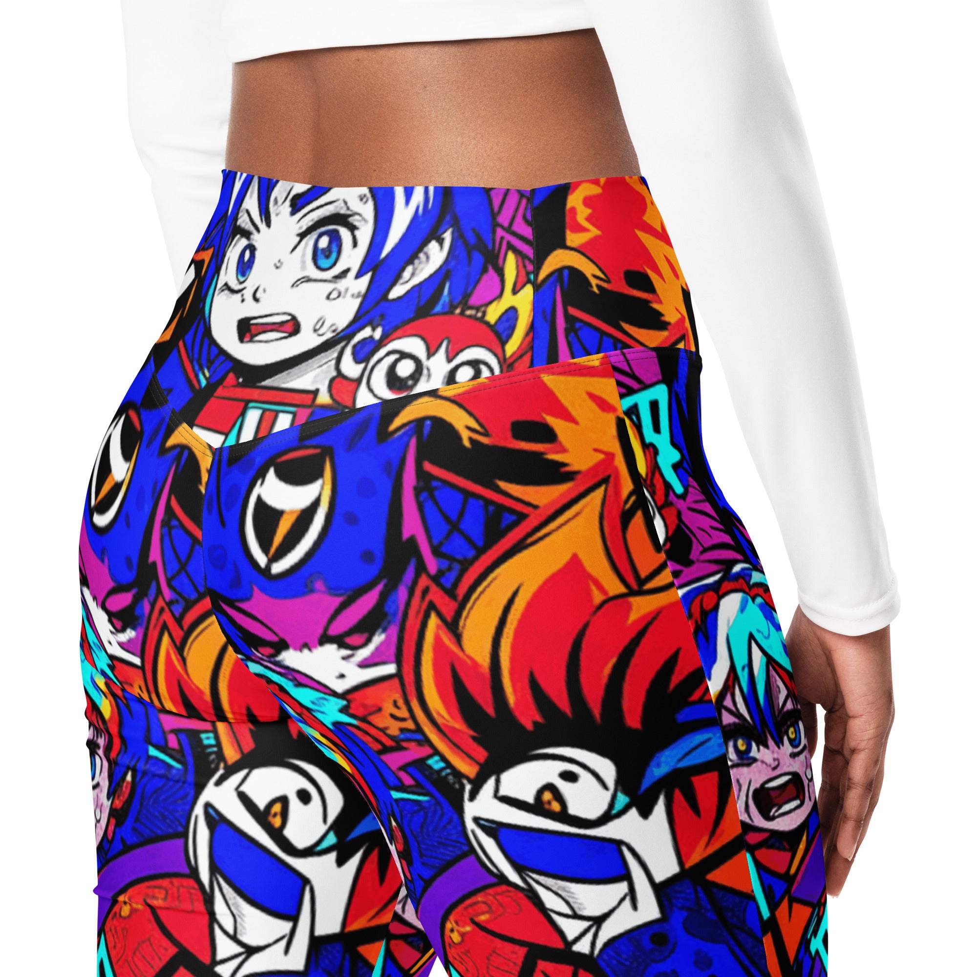 Anime Collage Dark Shonen Flare Leggings | GearBunch