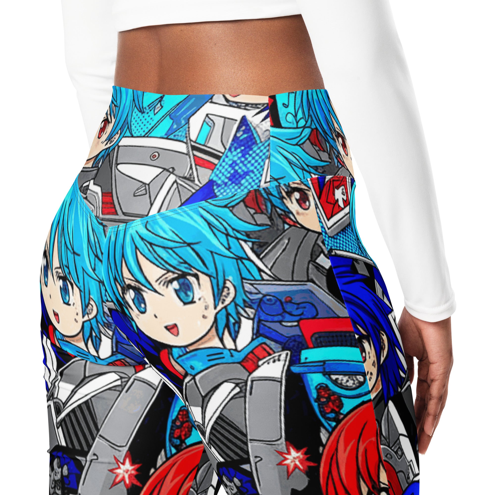 Anime Collage Mecha Pilot Flare Leggings | GearBunch
