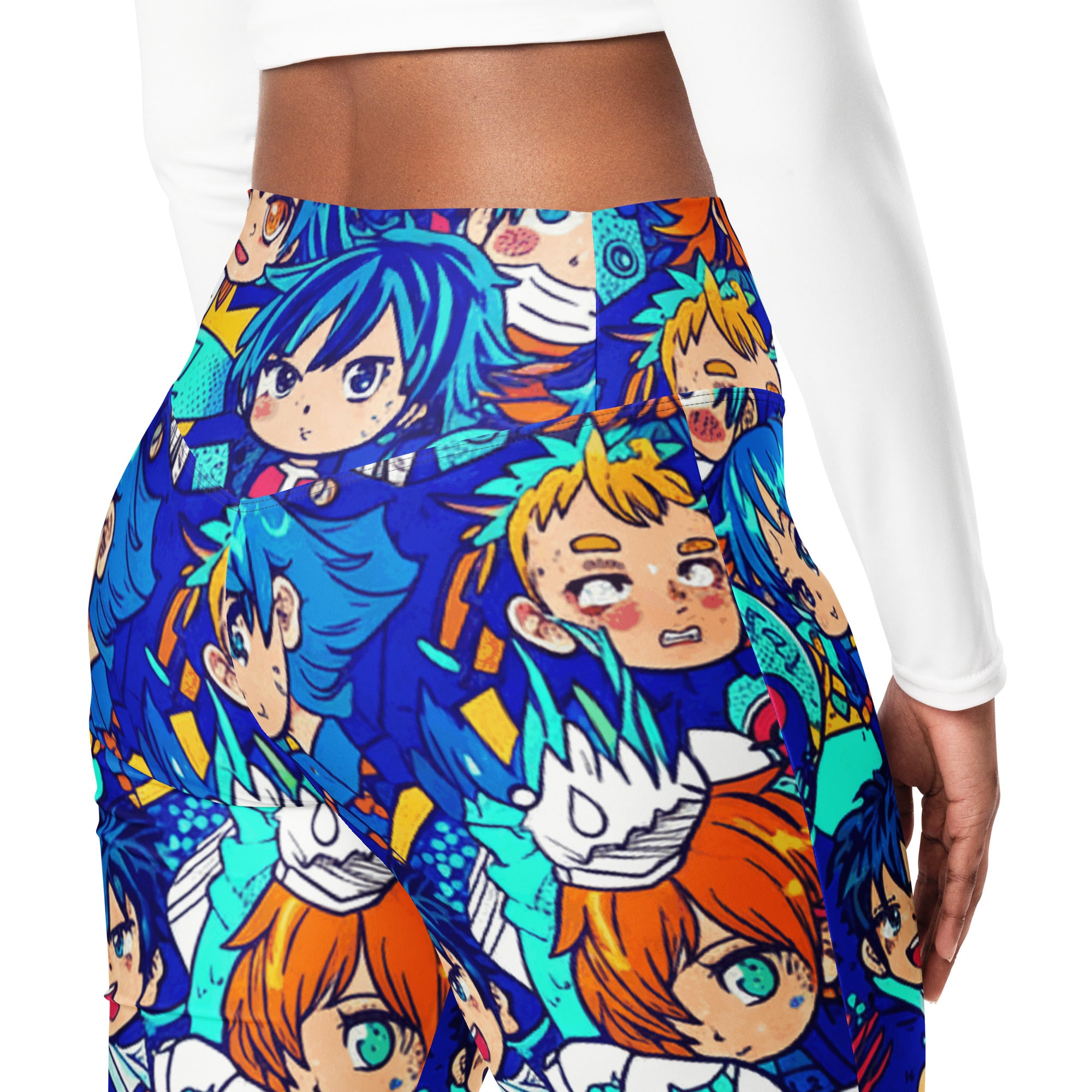 Anime Ocean Wave Flare Leggings | GearBunch
