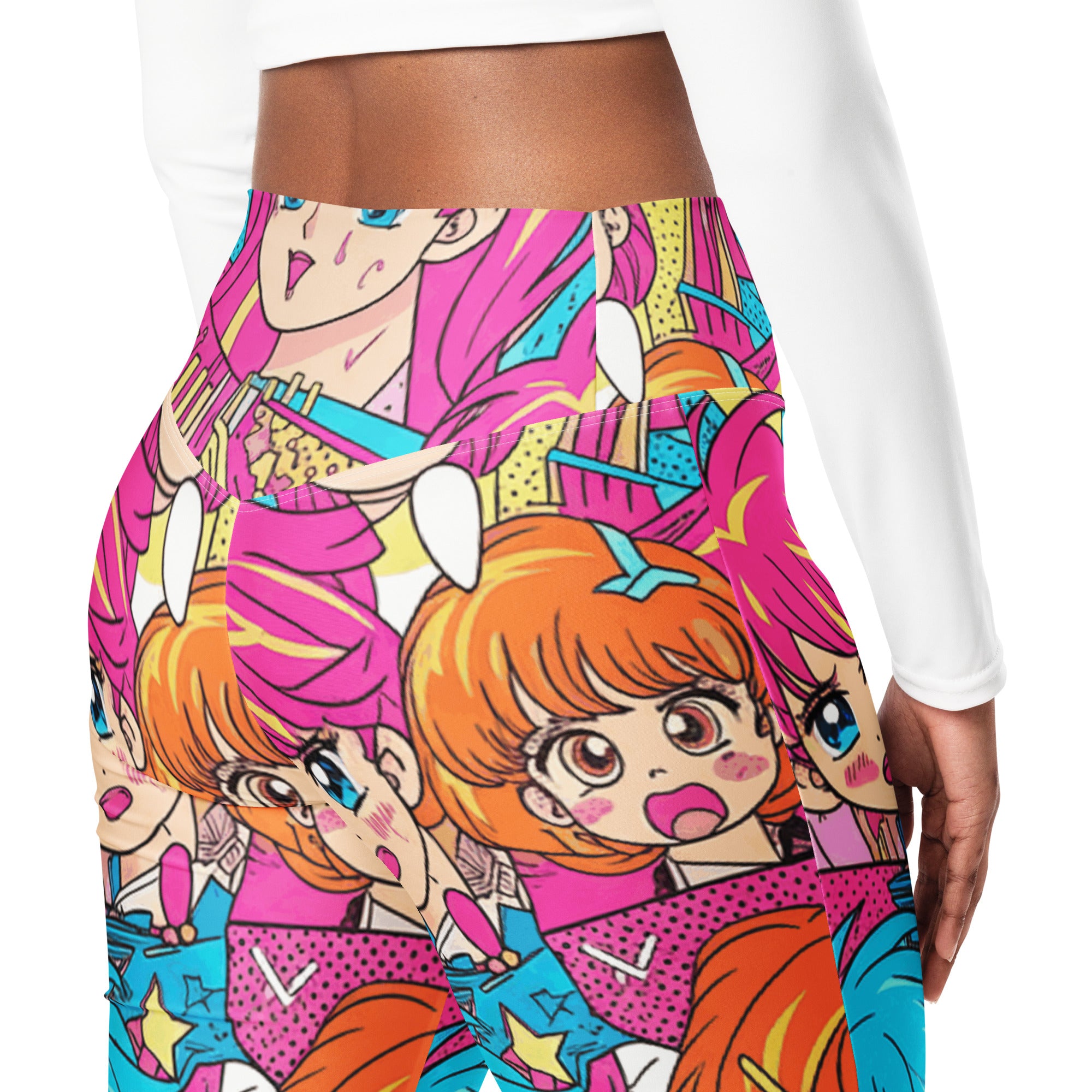 Anime Collage Retro Shojo Flare Leggings | GearBunch