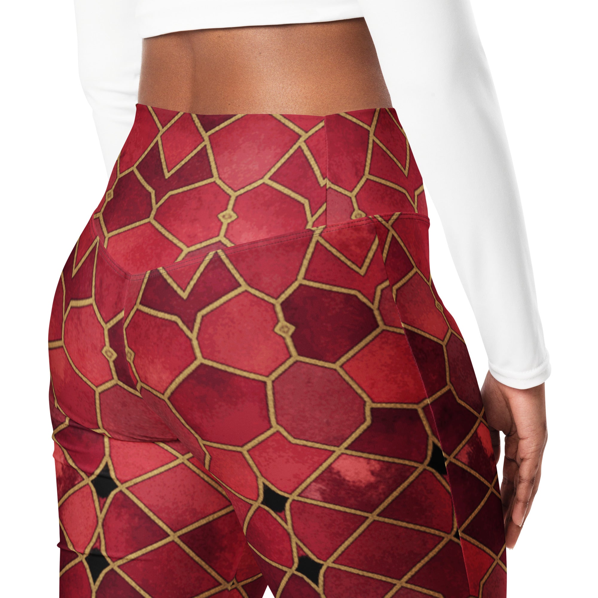 Ruby Gold Arabic Flare Leggings | GearBunch