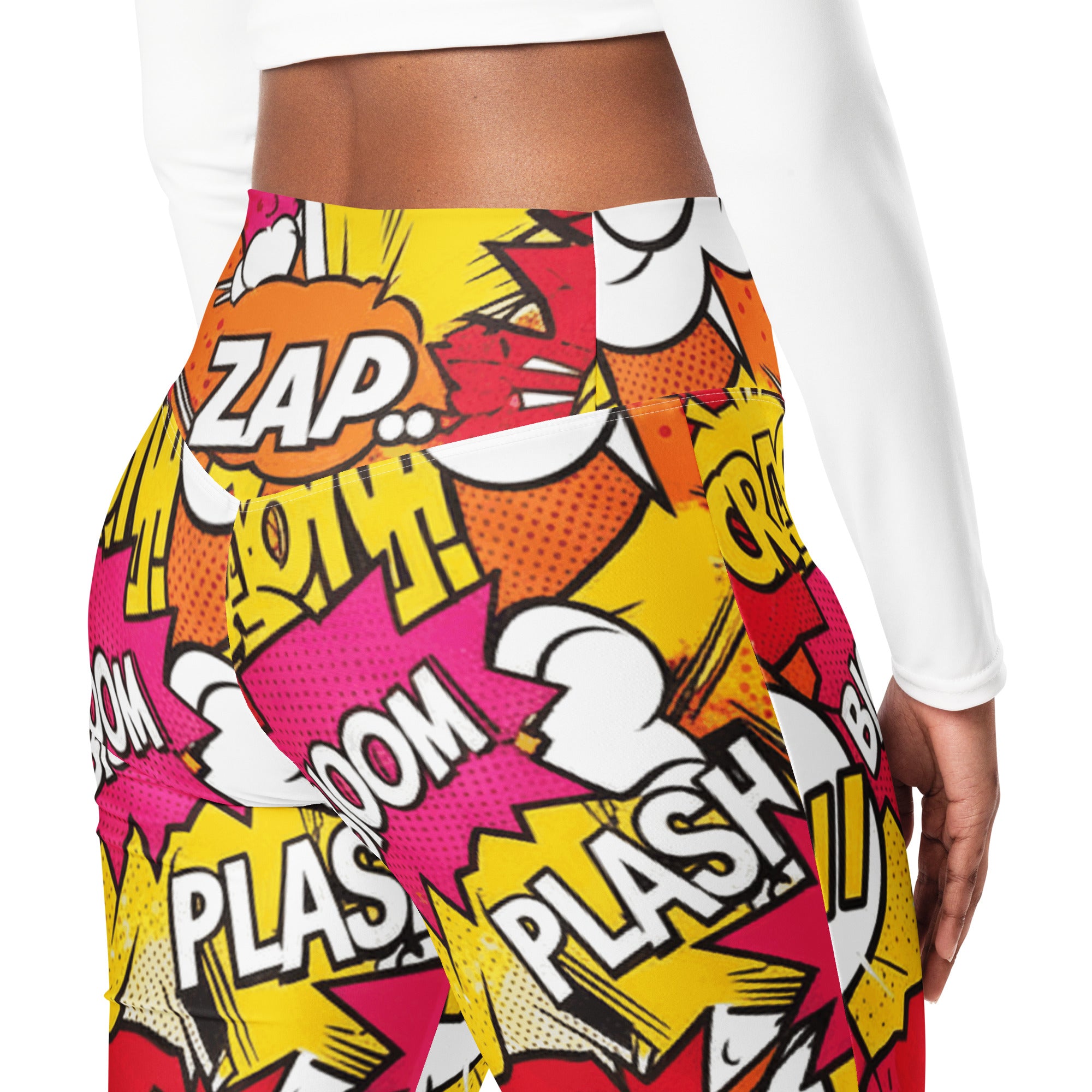 Comic Pop Sunset Orange Flare Leggings | GearBunch